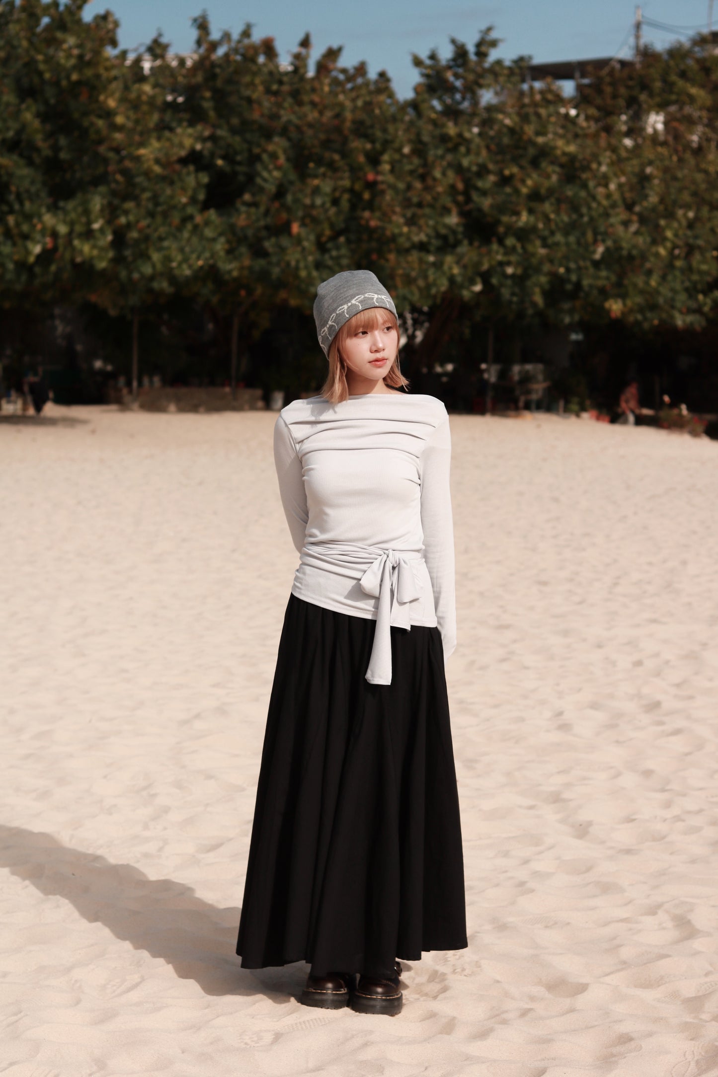 Little Ribbon Beanie (Grey)