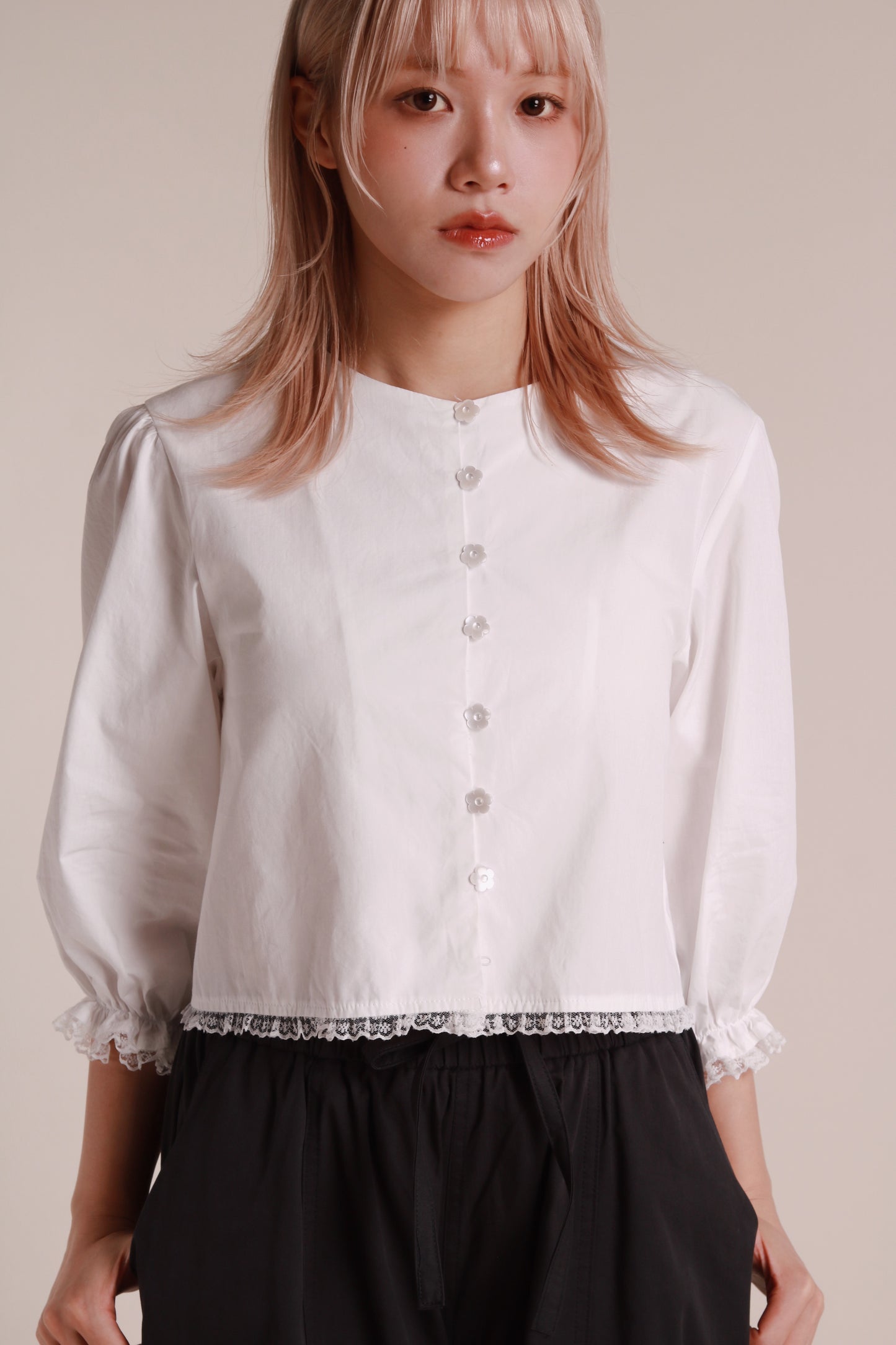 Retro Lace Blouse (White)