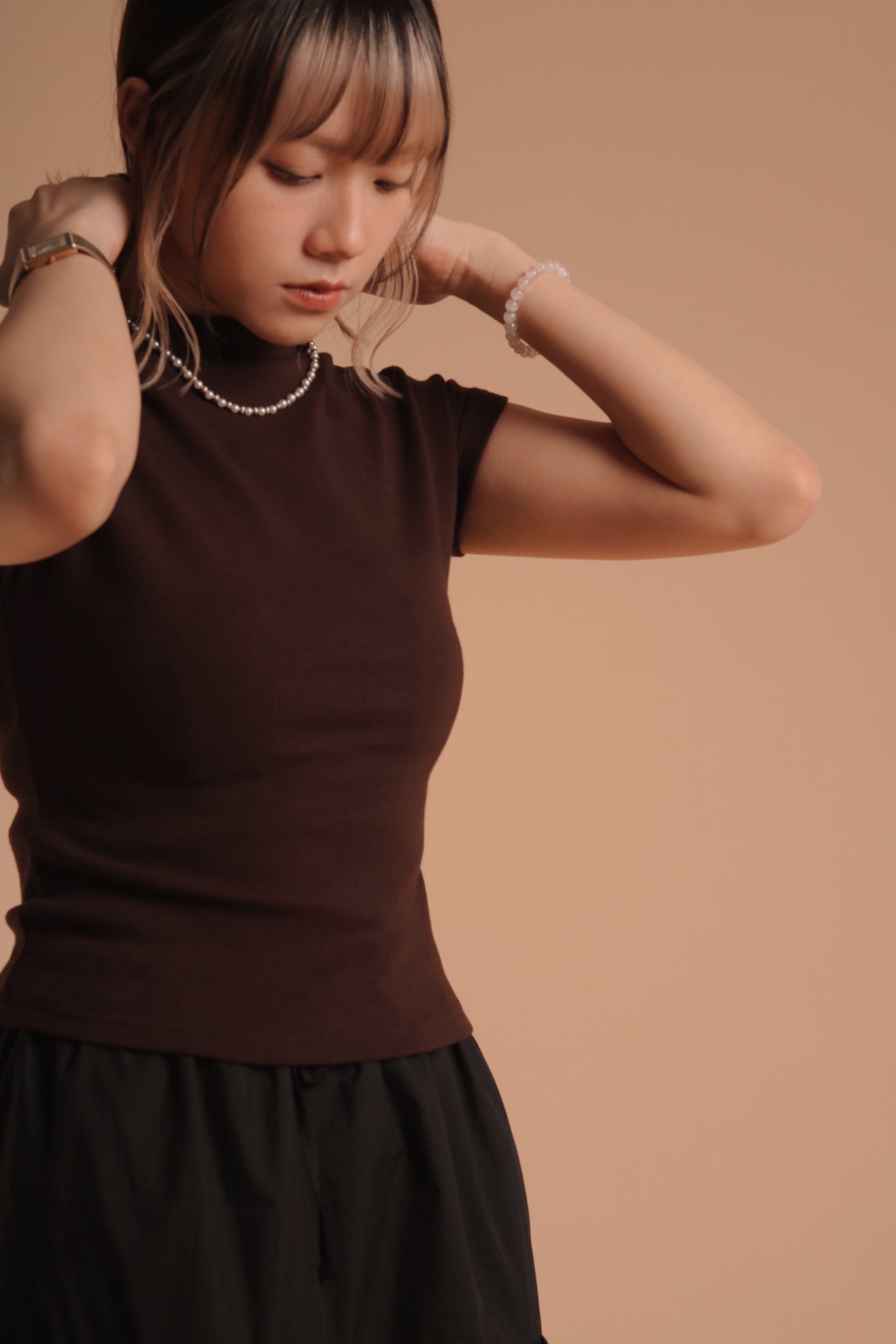 Cap Sleeve Tee (Brown)