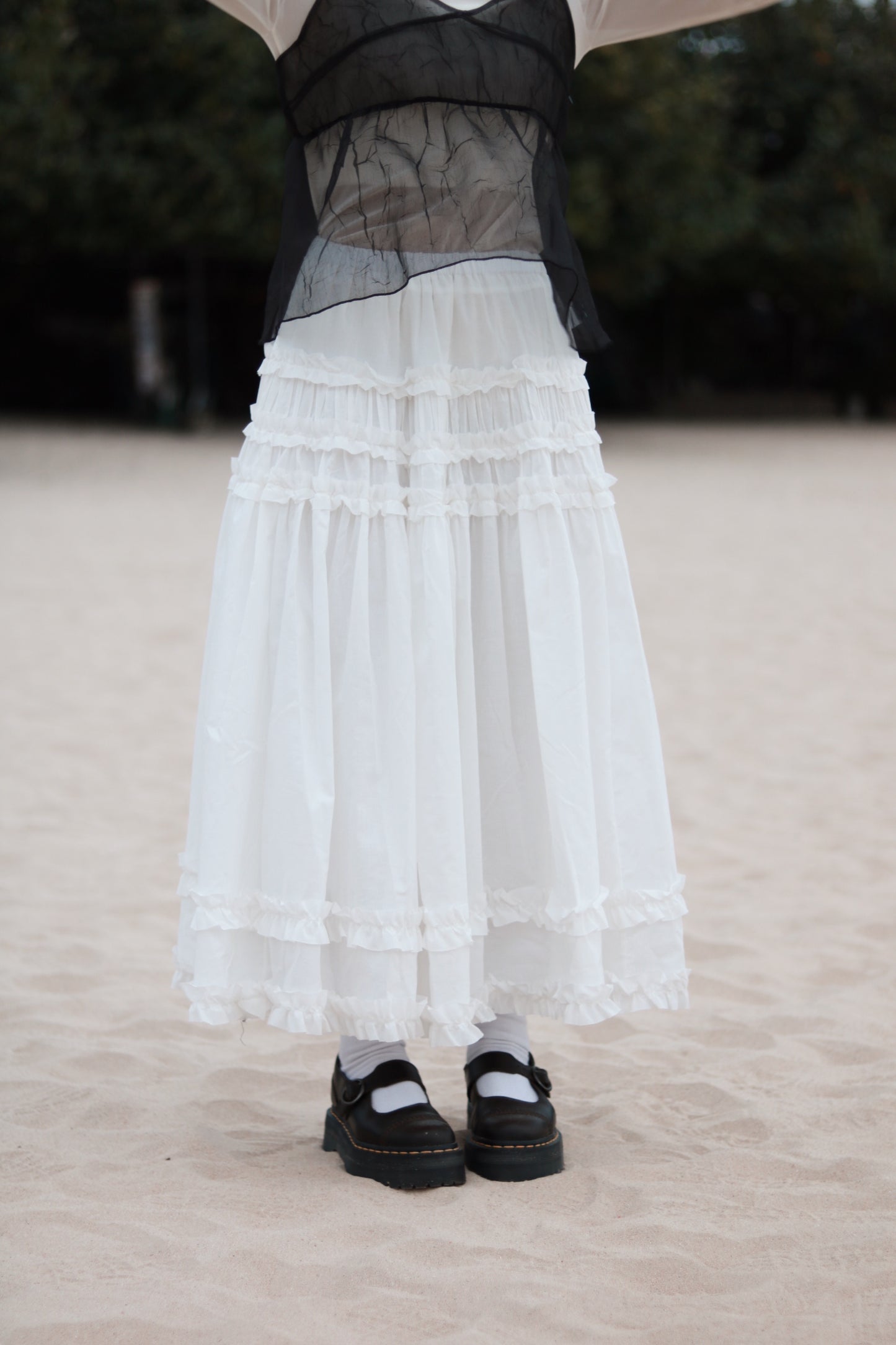 Doll Double Ruffle Skirt (White)