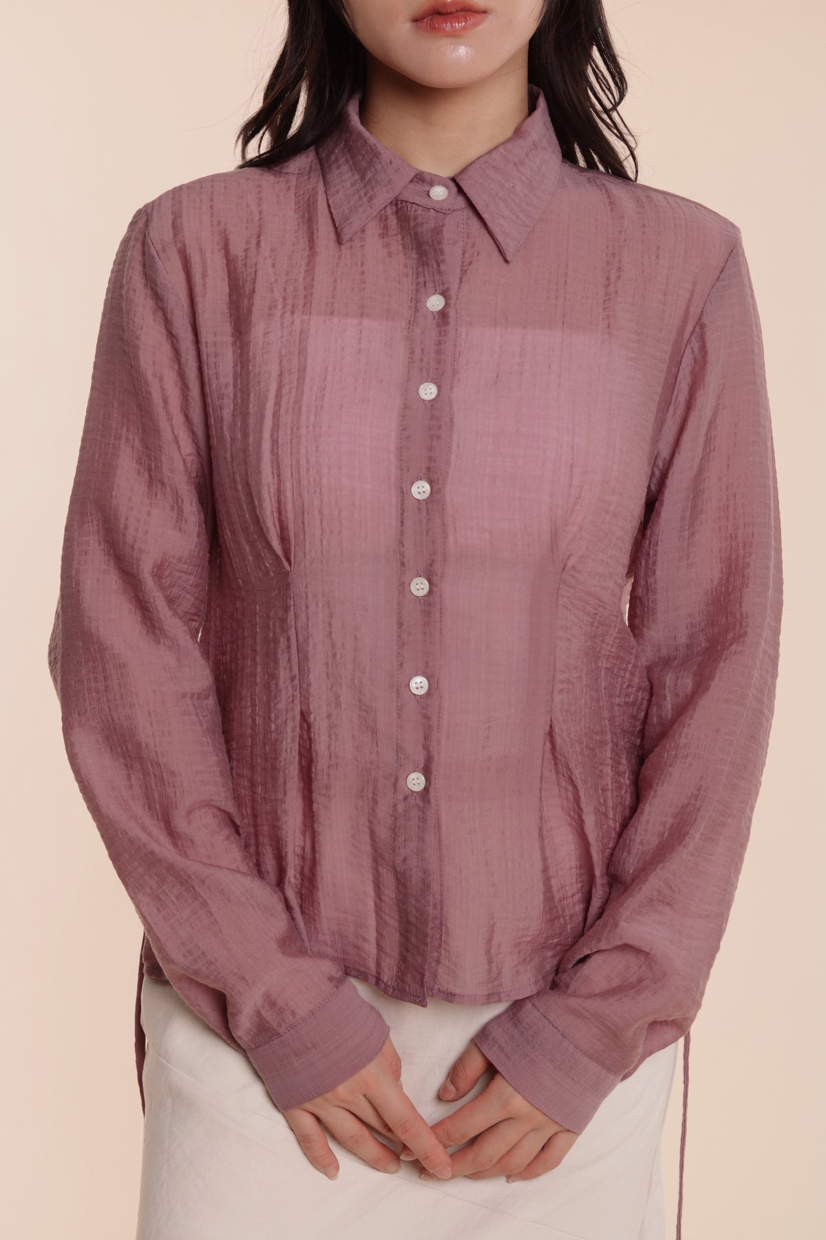 Checkered See Through Shirt (Pink)
