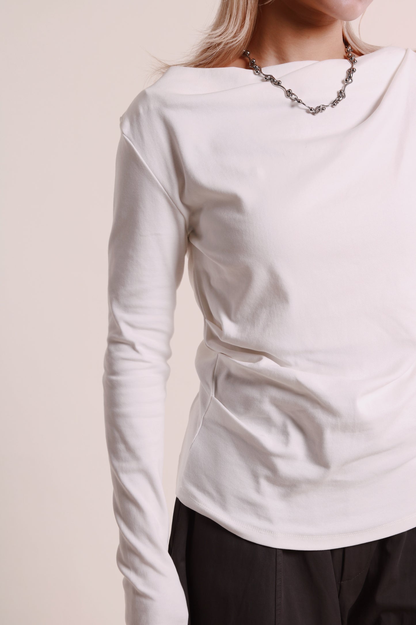 Gathered Long Tee (White)