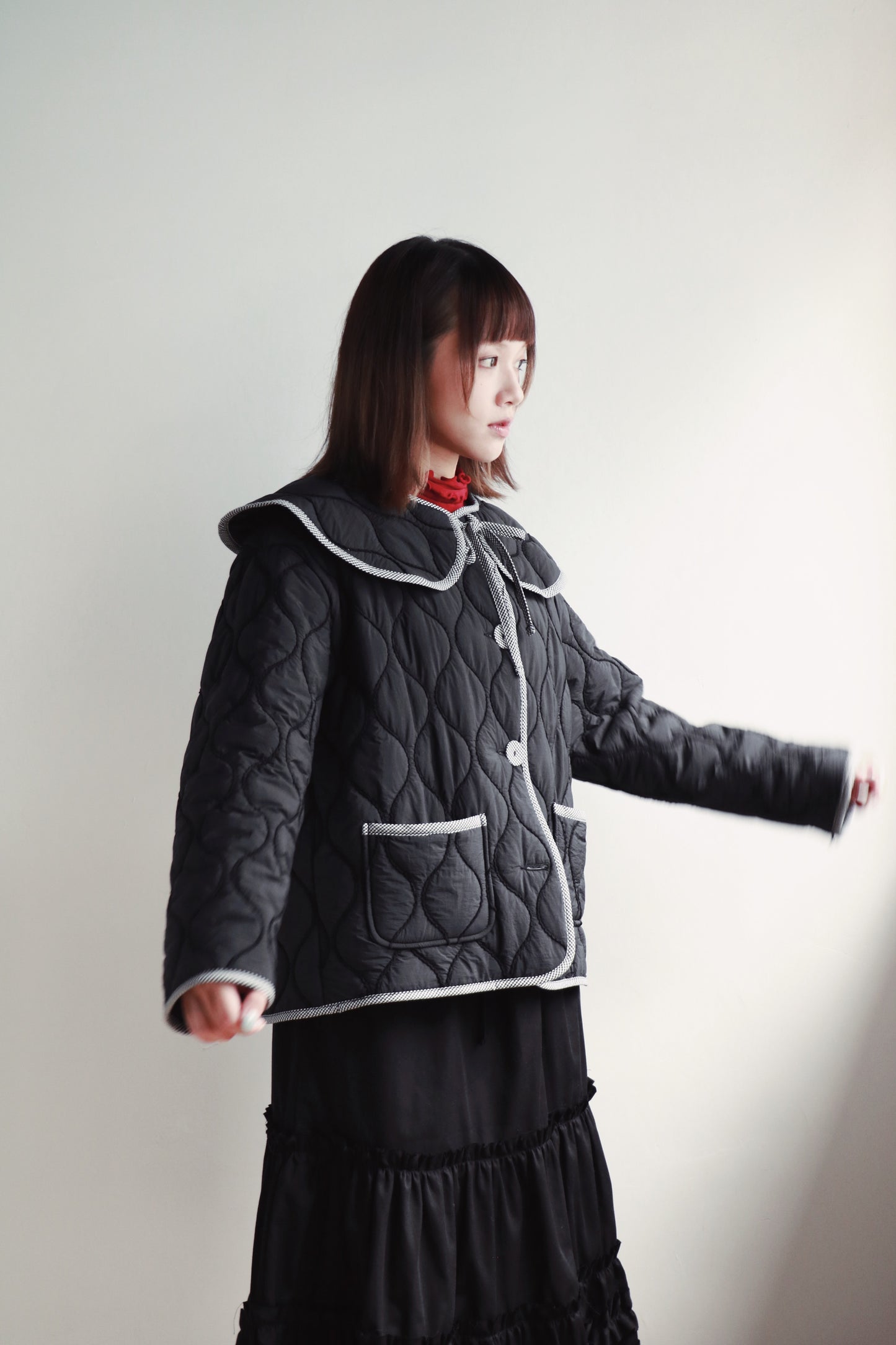 Collar Padded Jacket (Black)