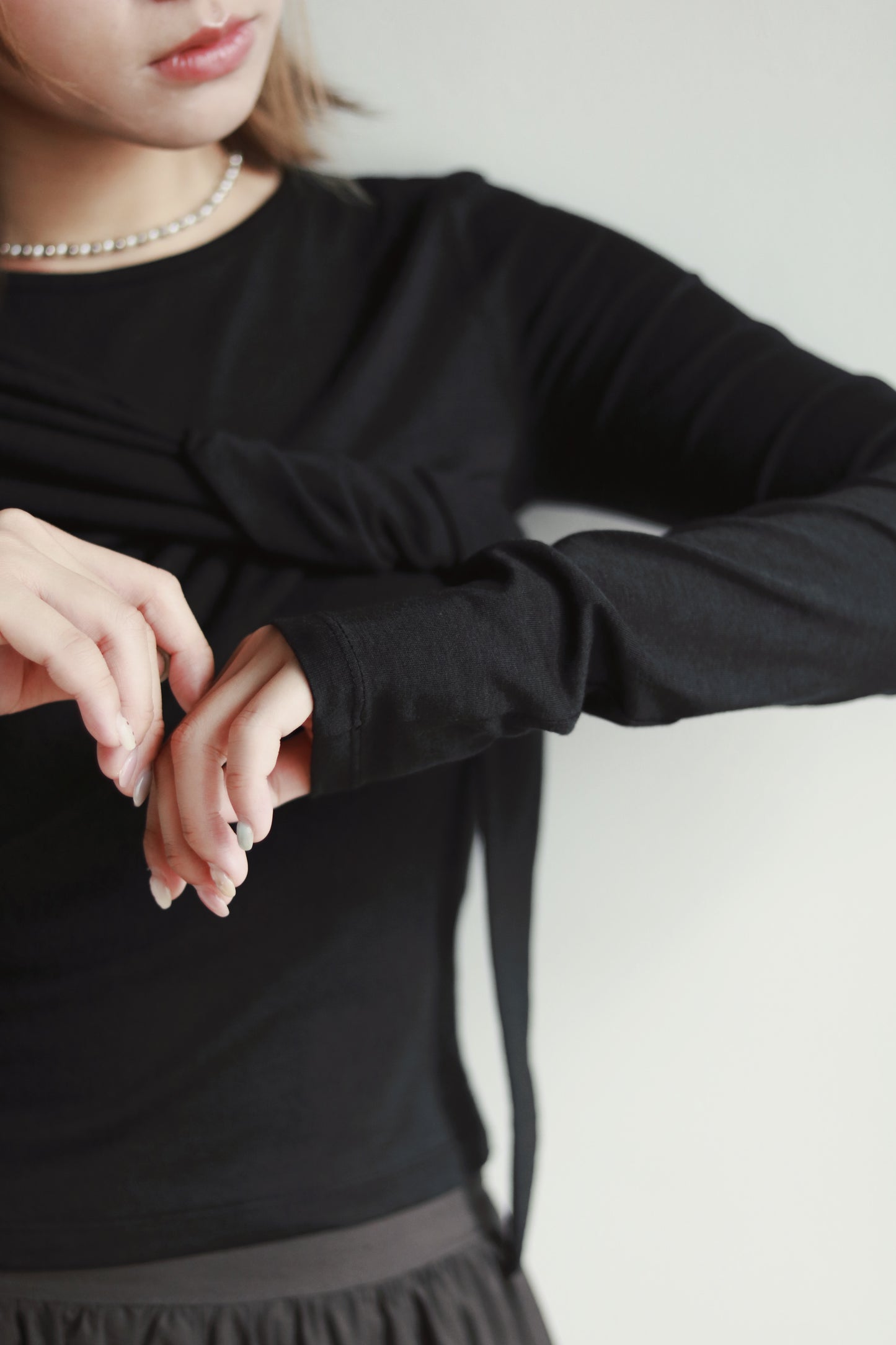 Gathered Long Tee (Black)