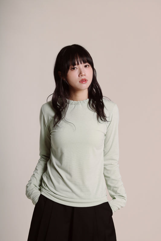 Soft Gathered Neck Top (Matcha)
