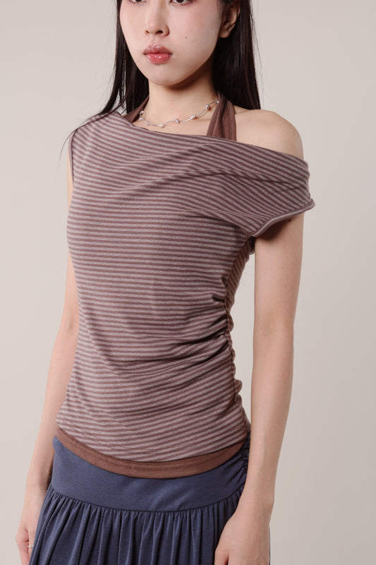 Lazy Striped Top (Brown)