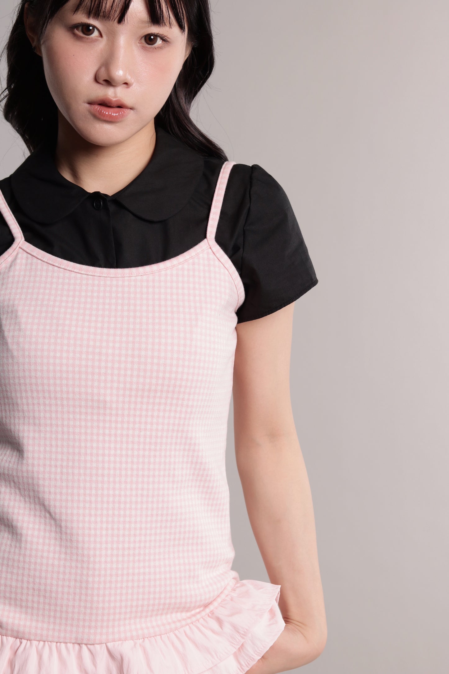 Checkered Ruffle Cami (Pink)