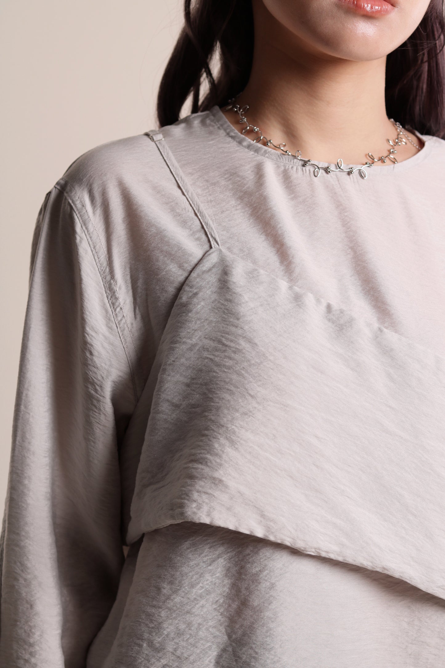 Cami Wrap Blouse (Light Grey)