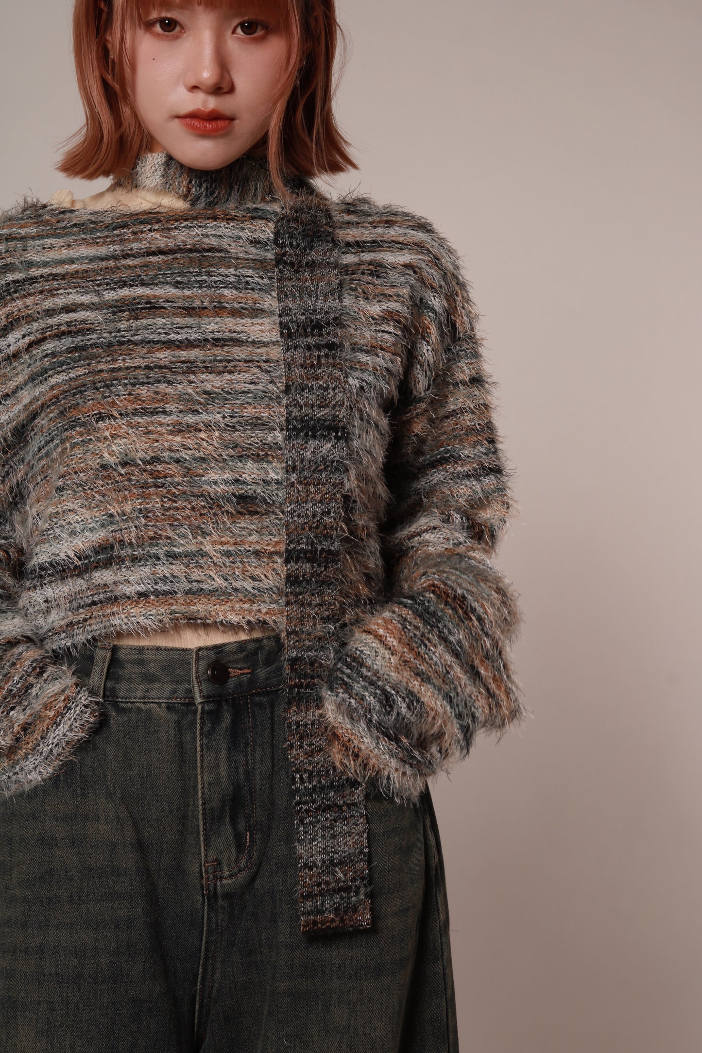 Fluffy Rainbow Sweater (Green)