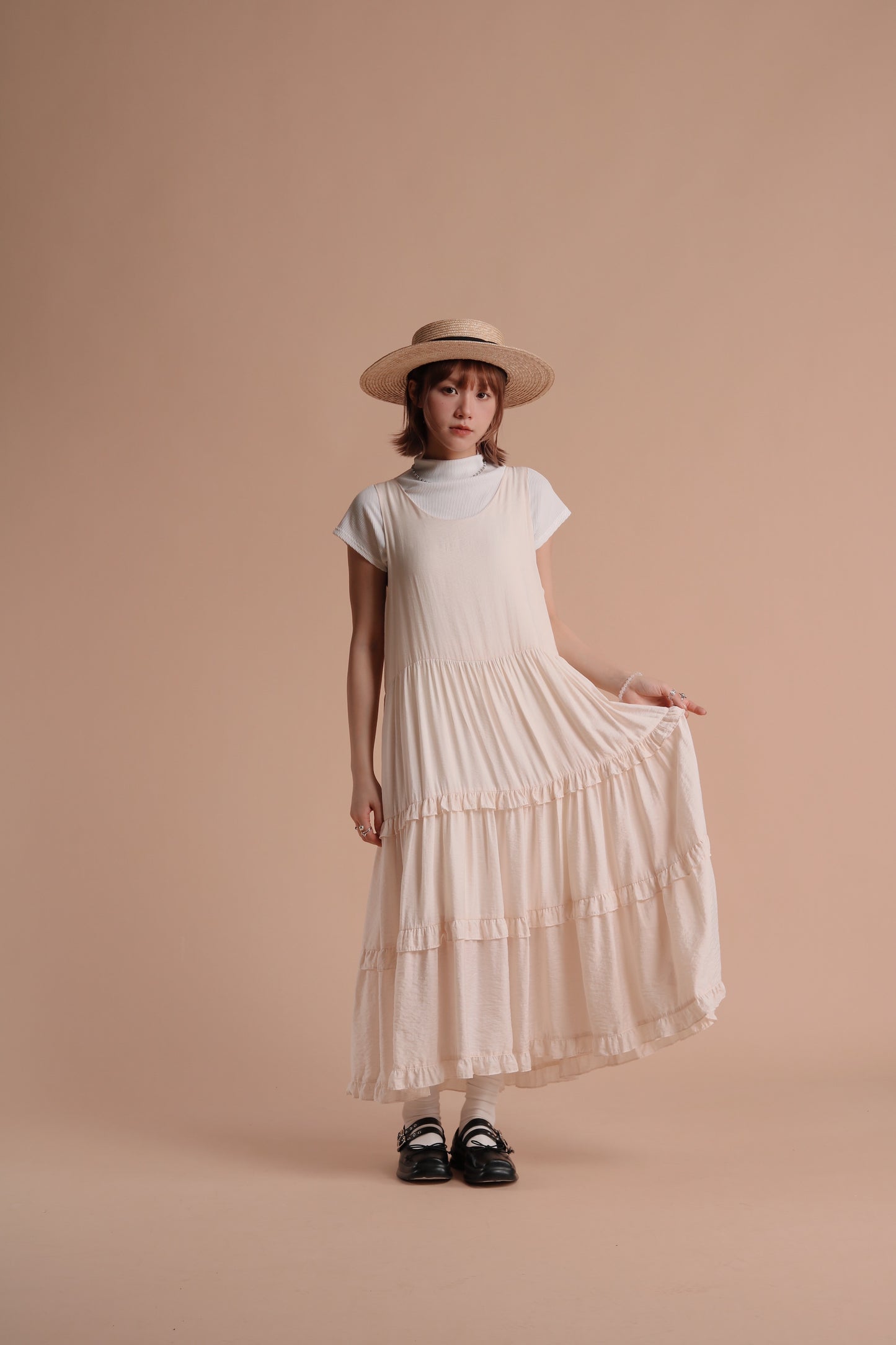 Alva Ruffle Dress (Ivory)