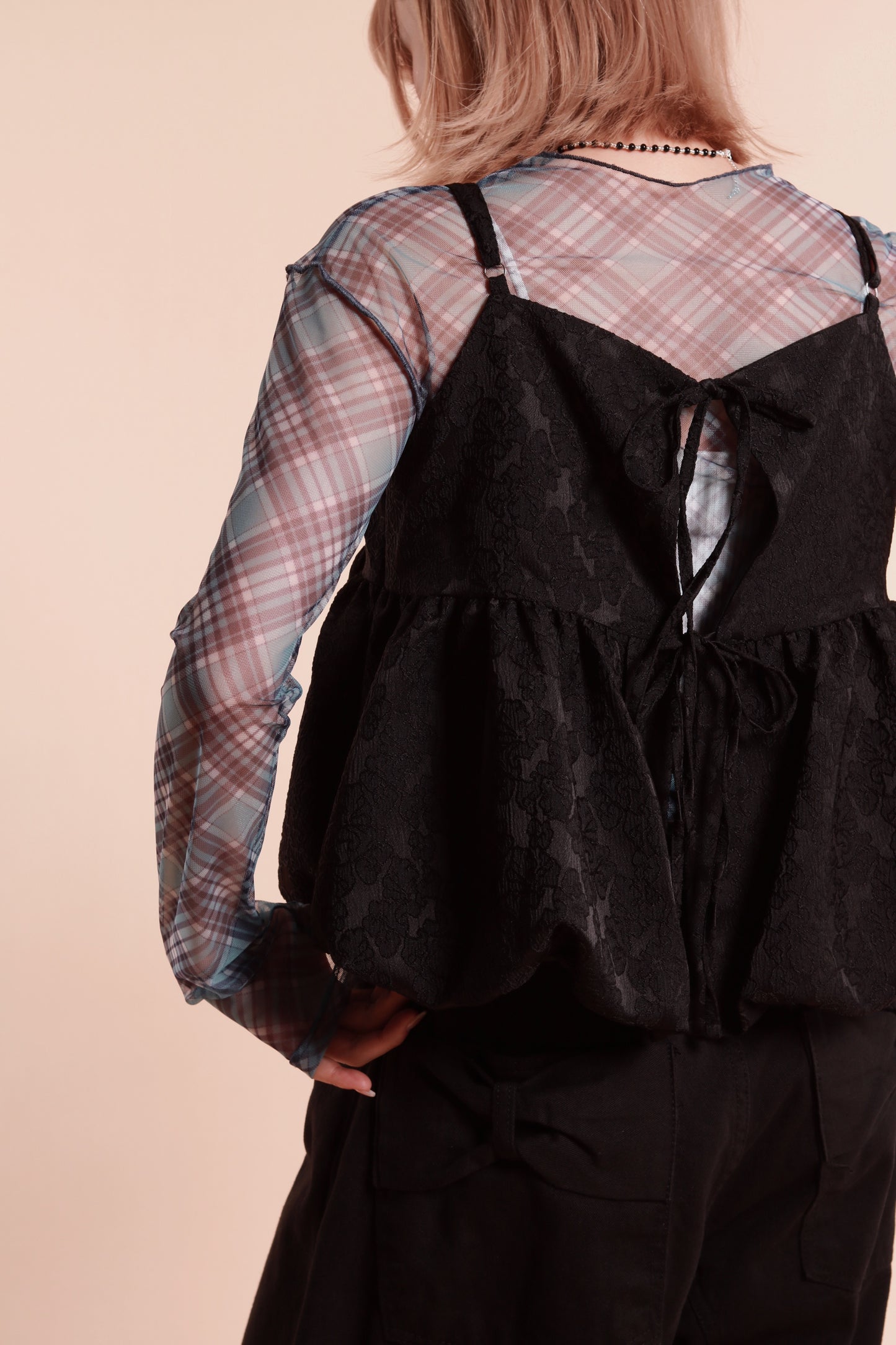 Checkered See Through Top (Blue)