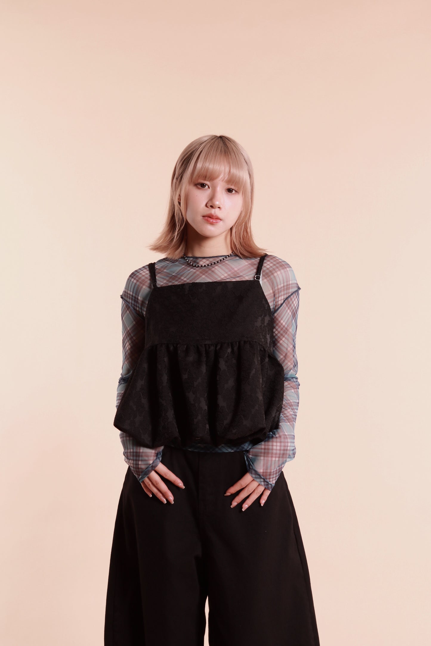 Checkered See Through Top (Blue)