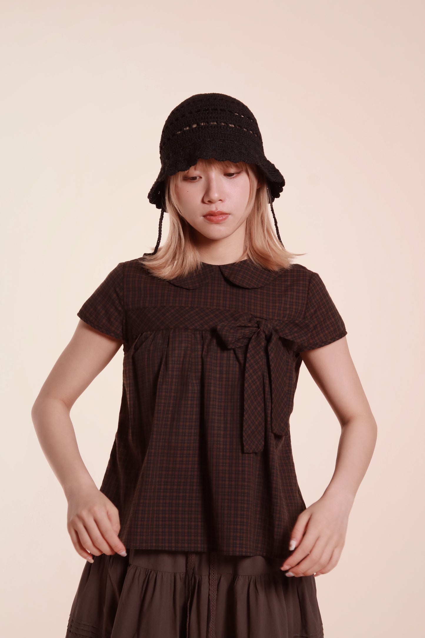 Doll Bow Blouse (Brown)