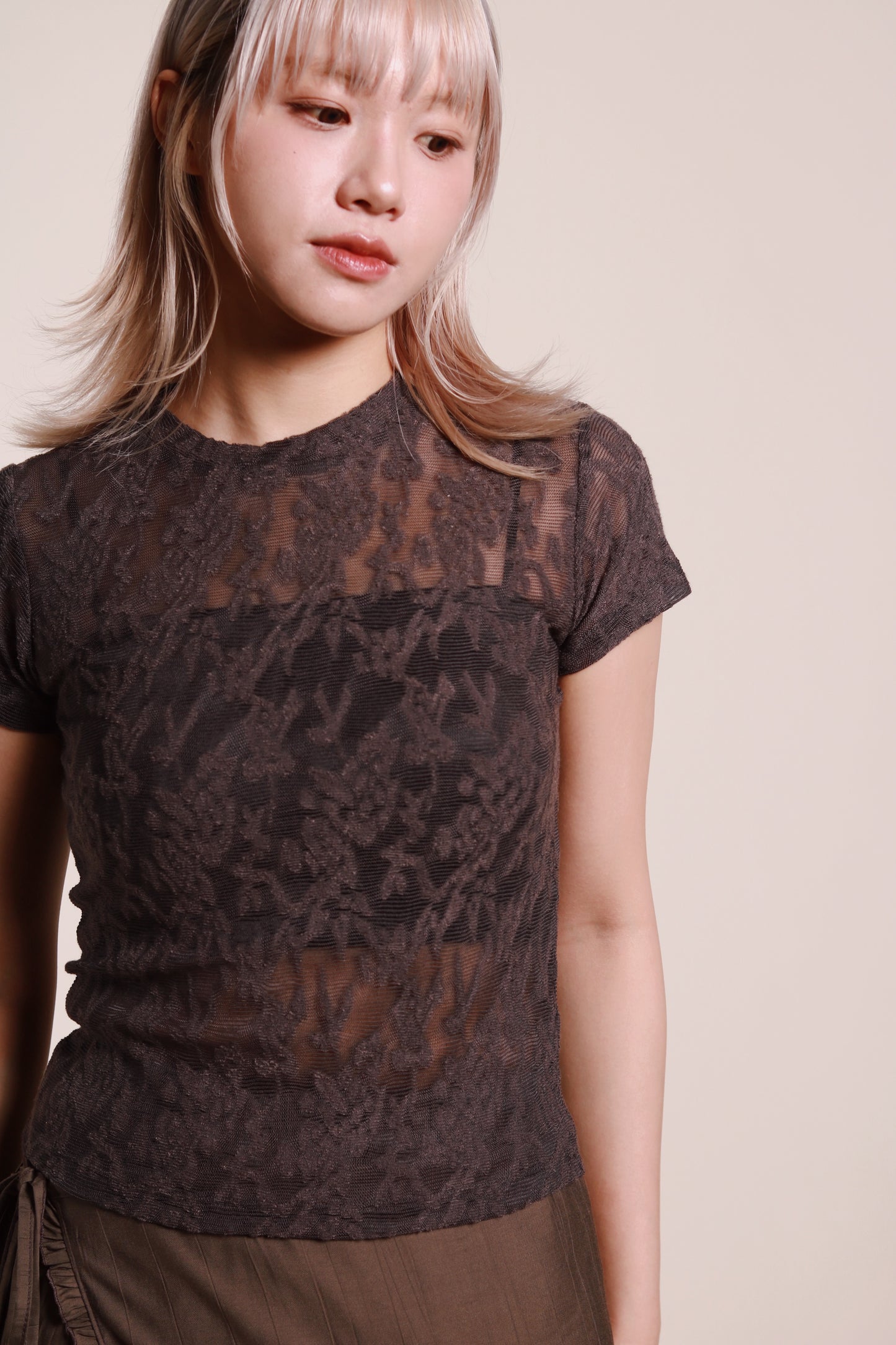 Mesh Flower Top (Charcoal)