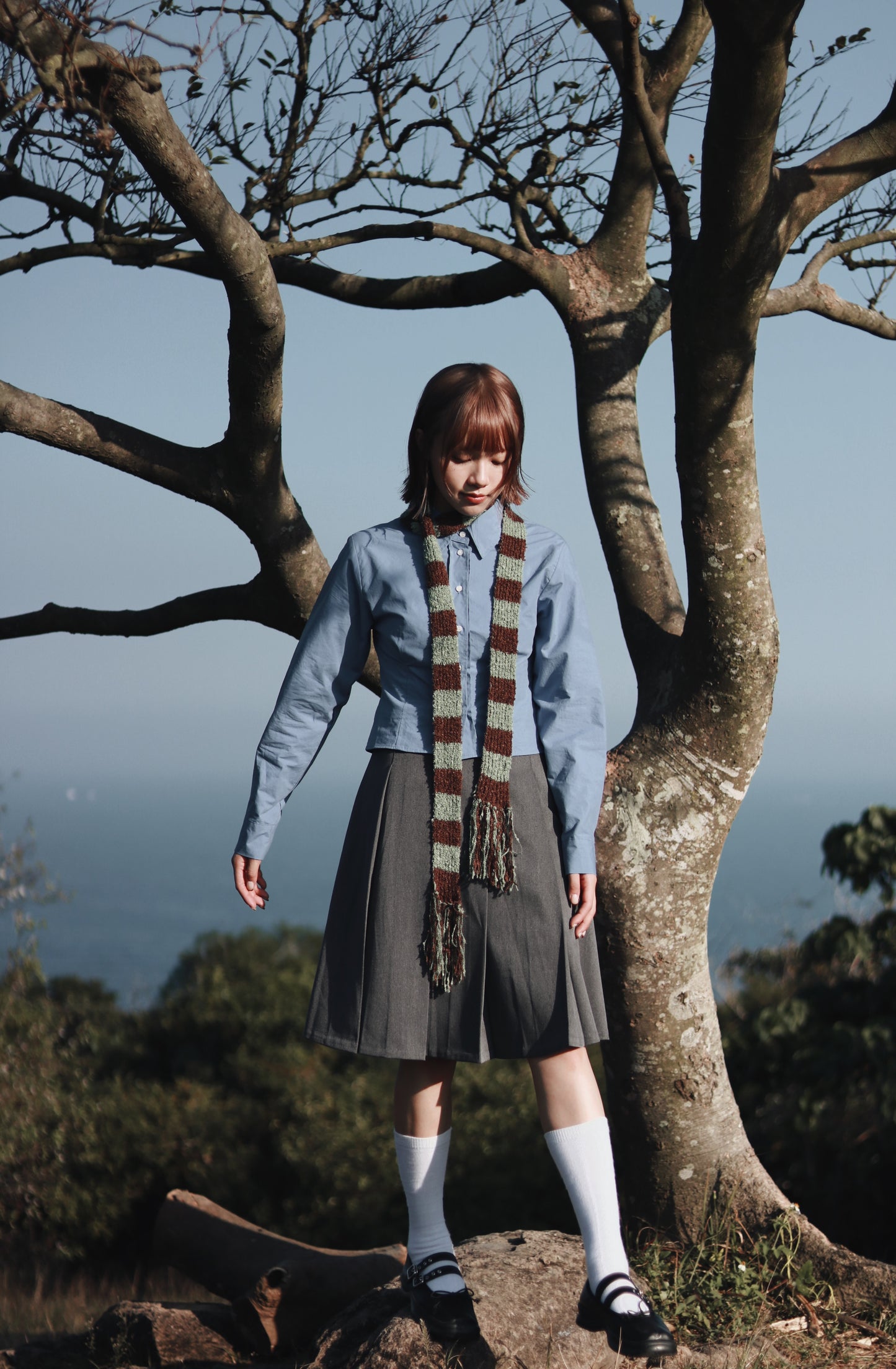 Doll Pleated Mini Skirt (Grey)