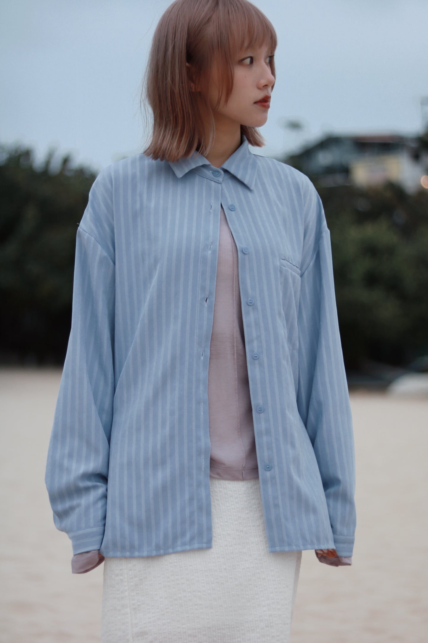 Relaxed Belt Shirt (Blue)