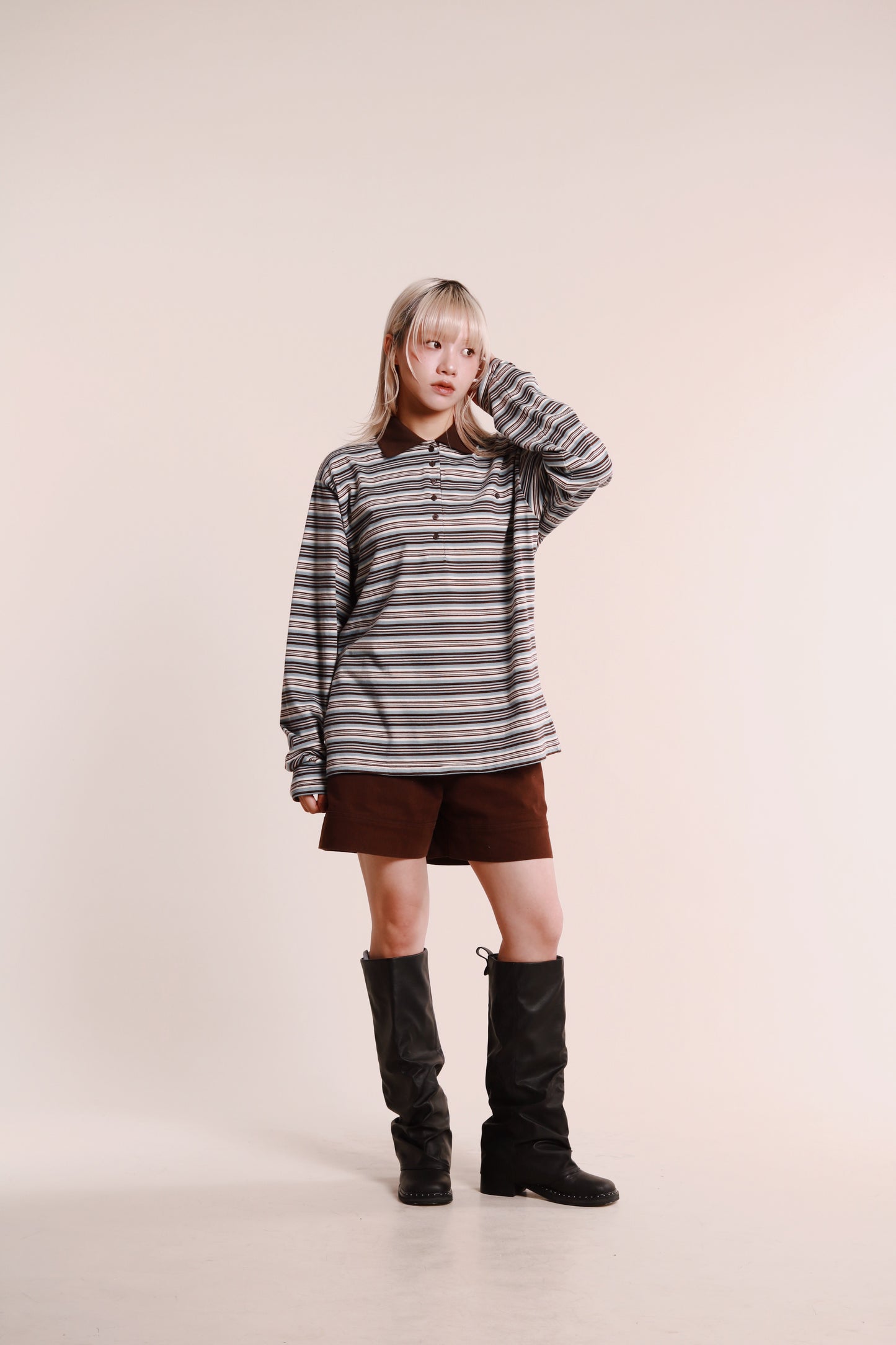 Striped Polo Top 2 (Blue)