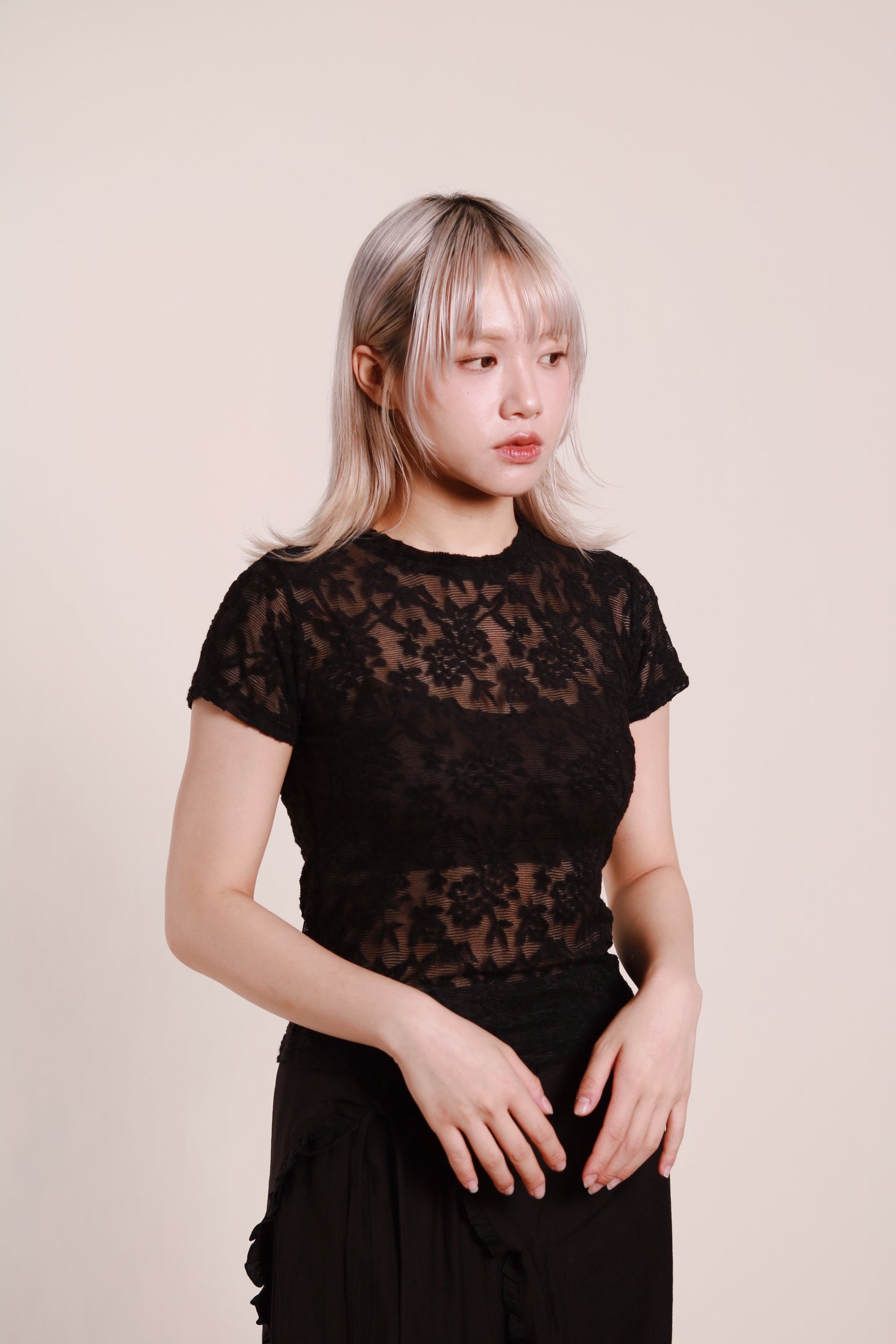 Mesh Flower Top (Black)