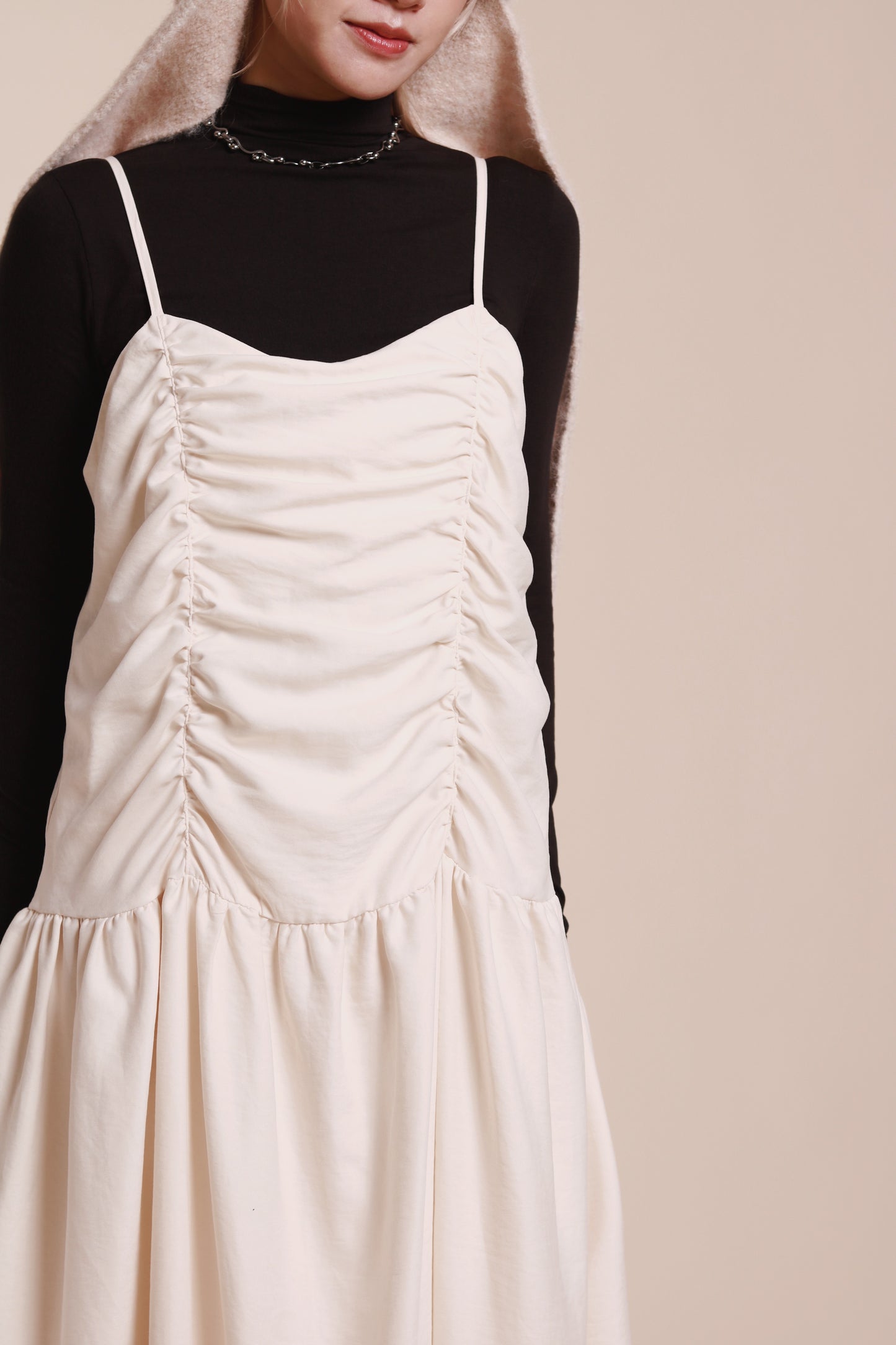 Doll Gathered Ruffle Dress (Ivory)