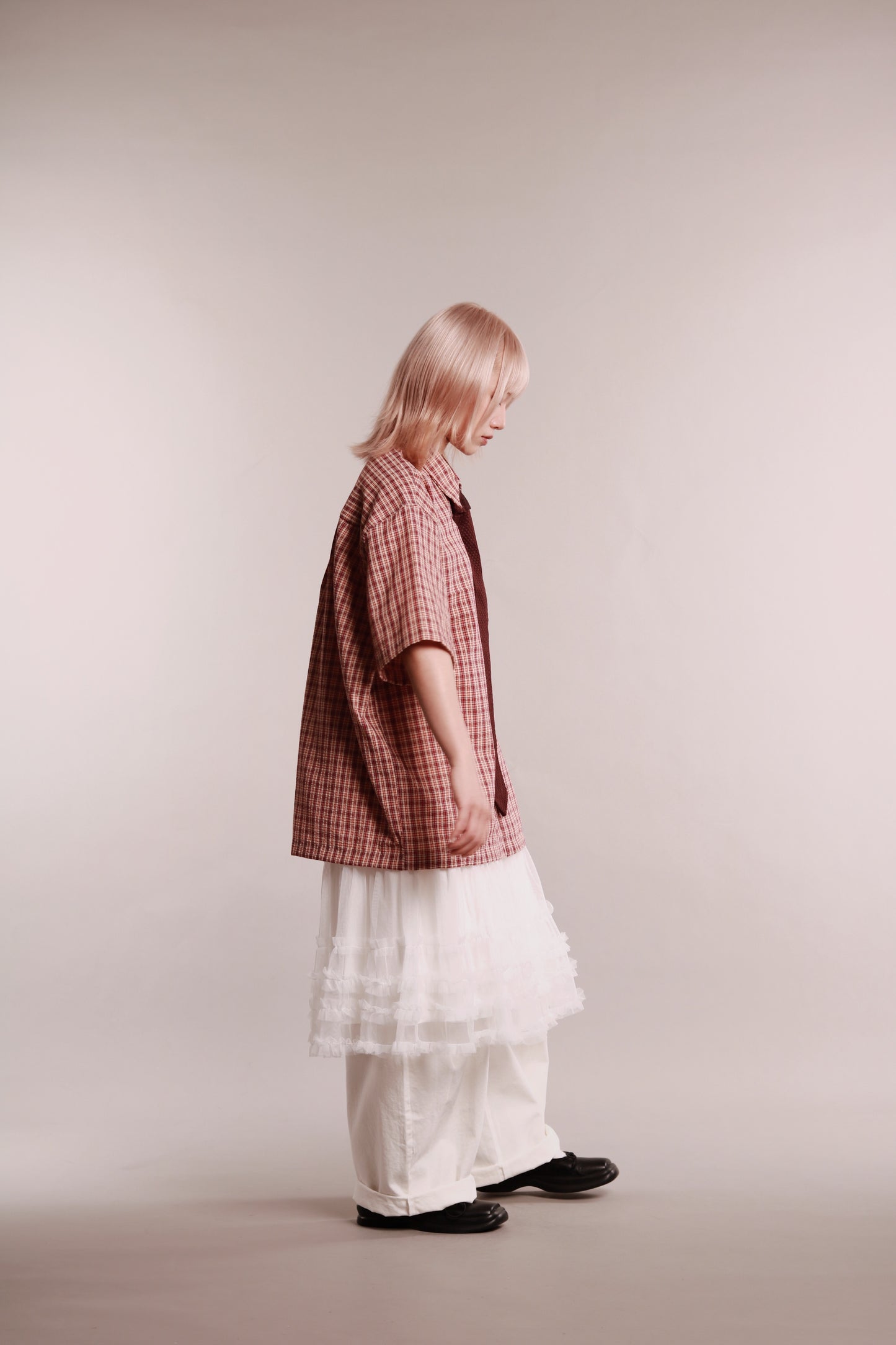 Plaid Loose Shirt (Brown)