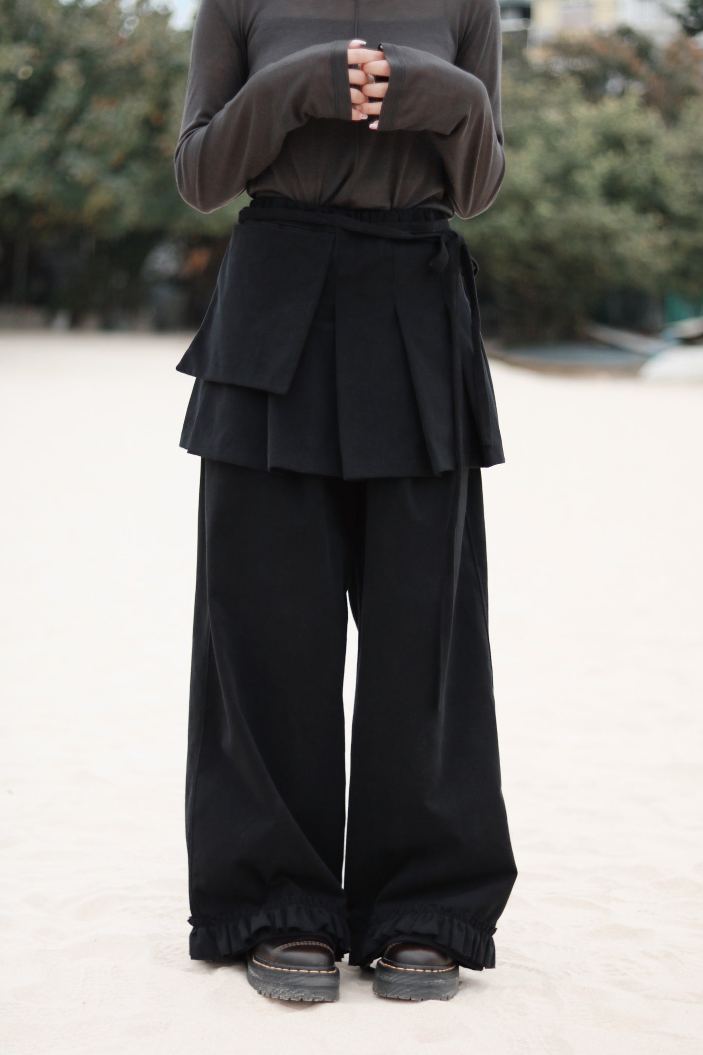 Layered Ruffle Pants (Black)