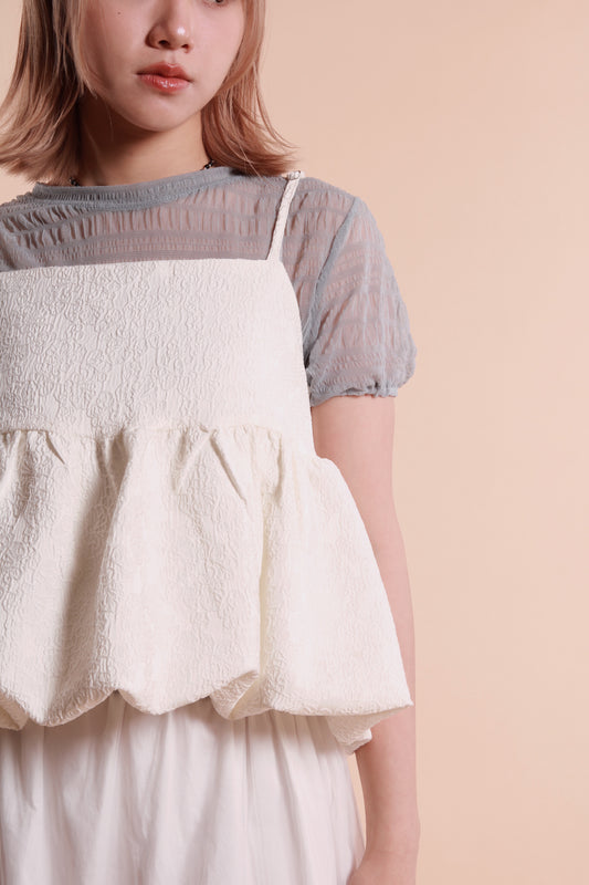 Bubble Pudding Sleeveless Top (White)