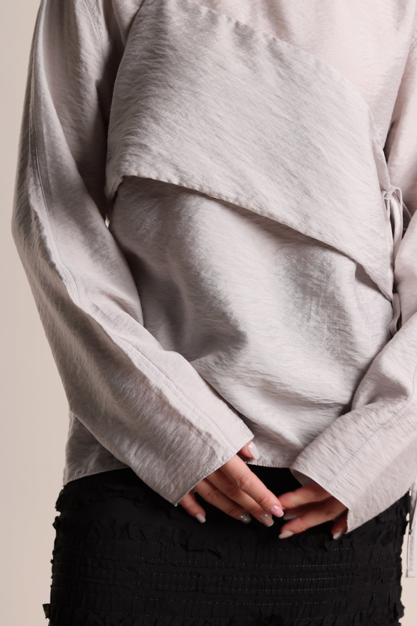 Cami Wrap Blouse (Light Grey)