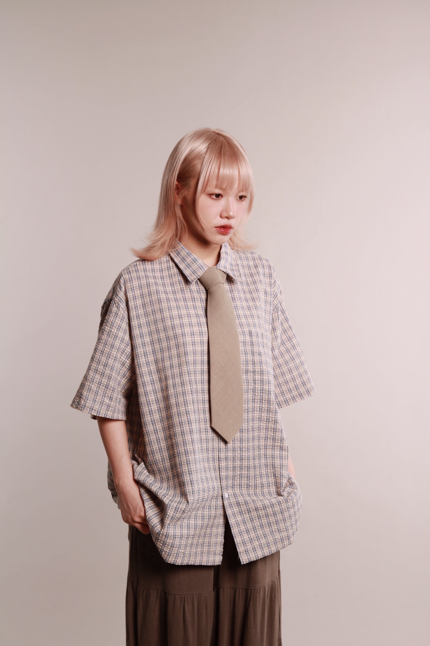 Plaid Loose Shirt (Blue)
