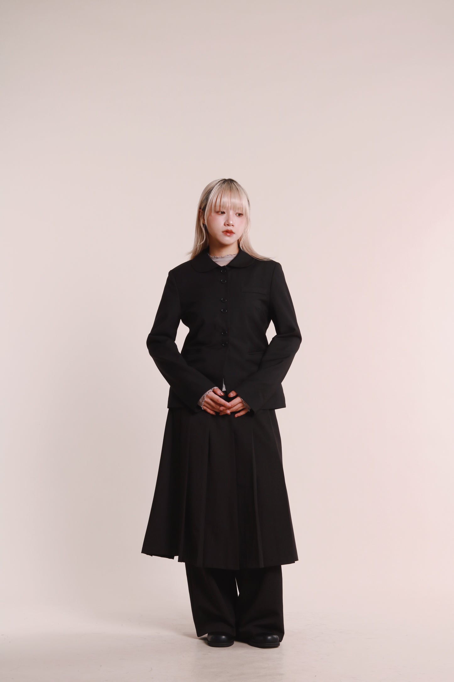 Layered Pleat Pants (Black)