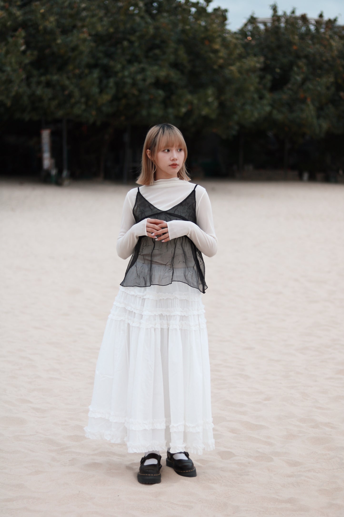 Doll Ribbon Sleeveless Top (Black)