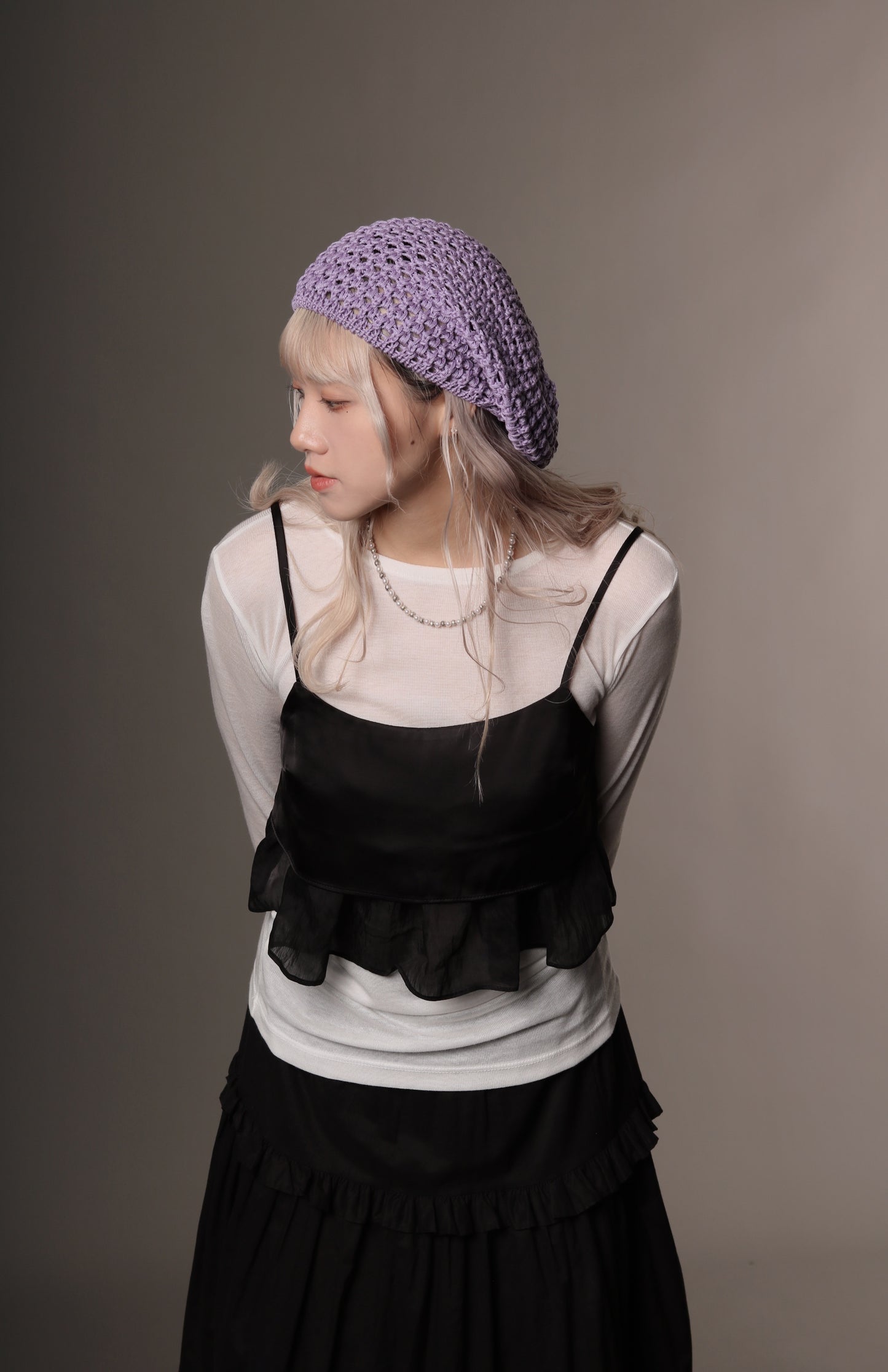 Daily Knit Beret (Black/Blue/Pink/Purple/White)
