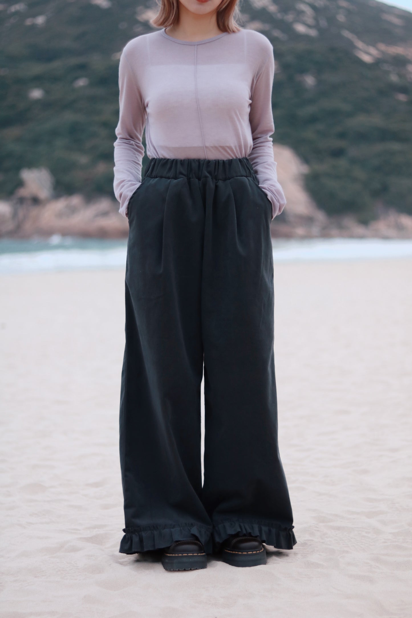 Layered Ruffle Pants (Charcoal)