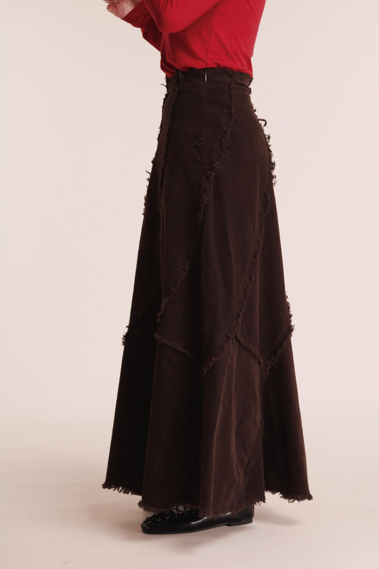 Frayed Mermaid Skirt (Brown)