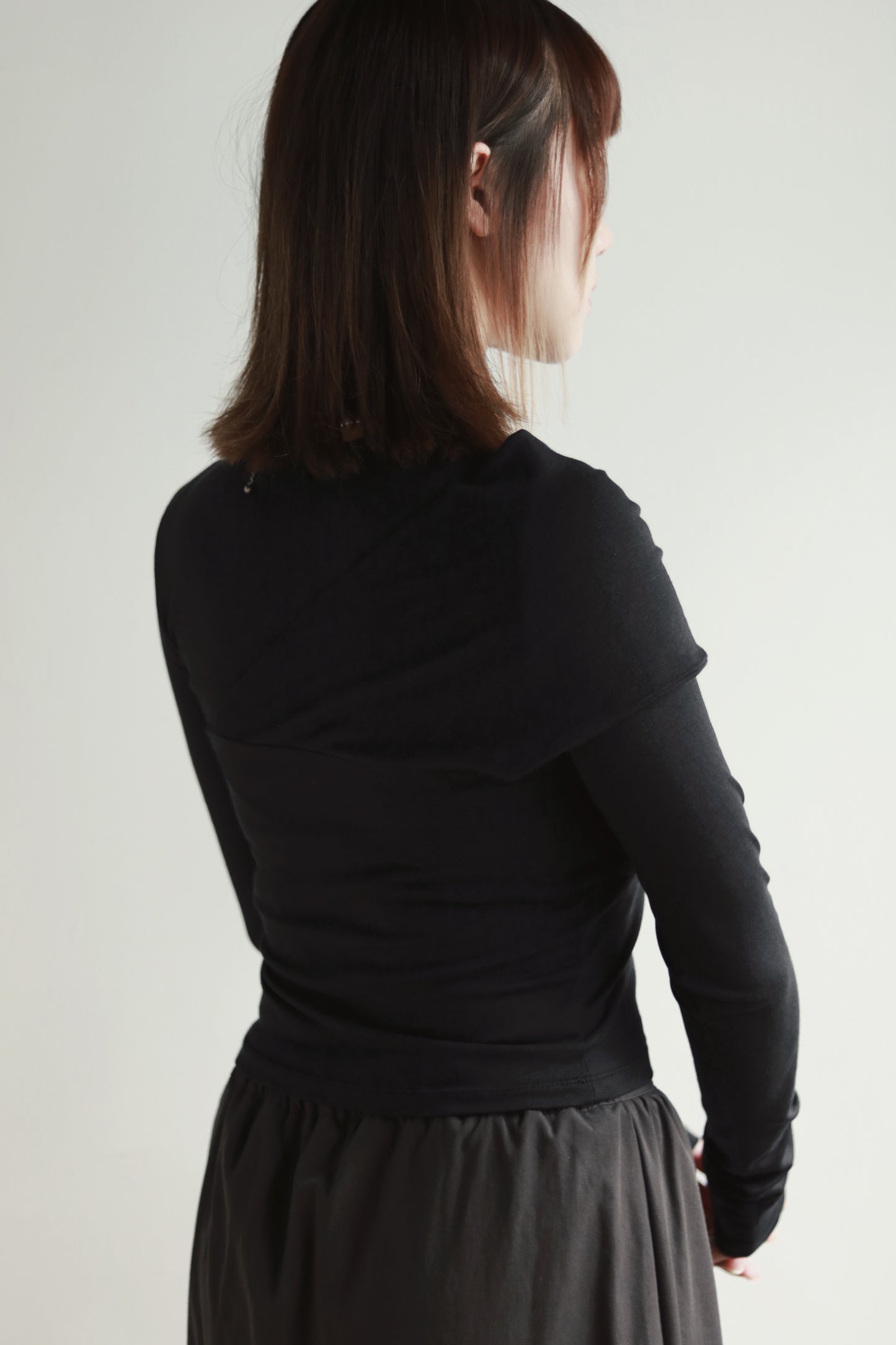 Gathered Long Tee (Black)