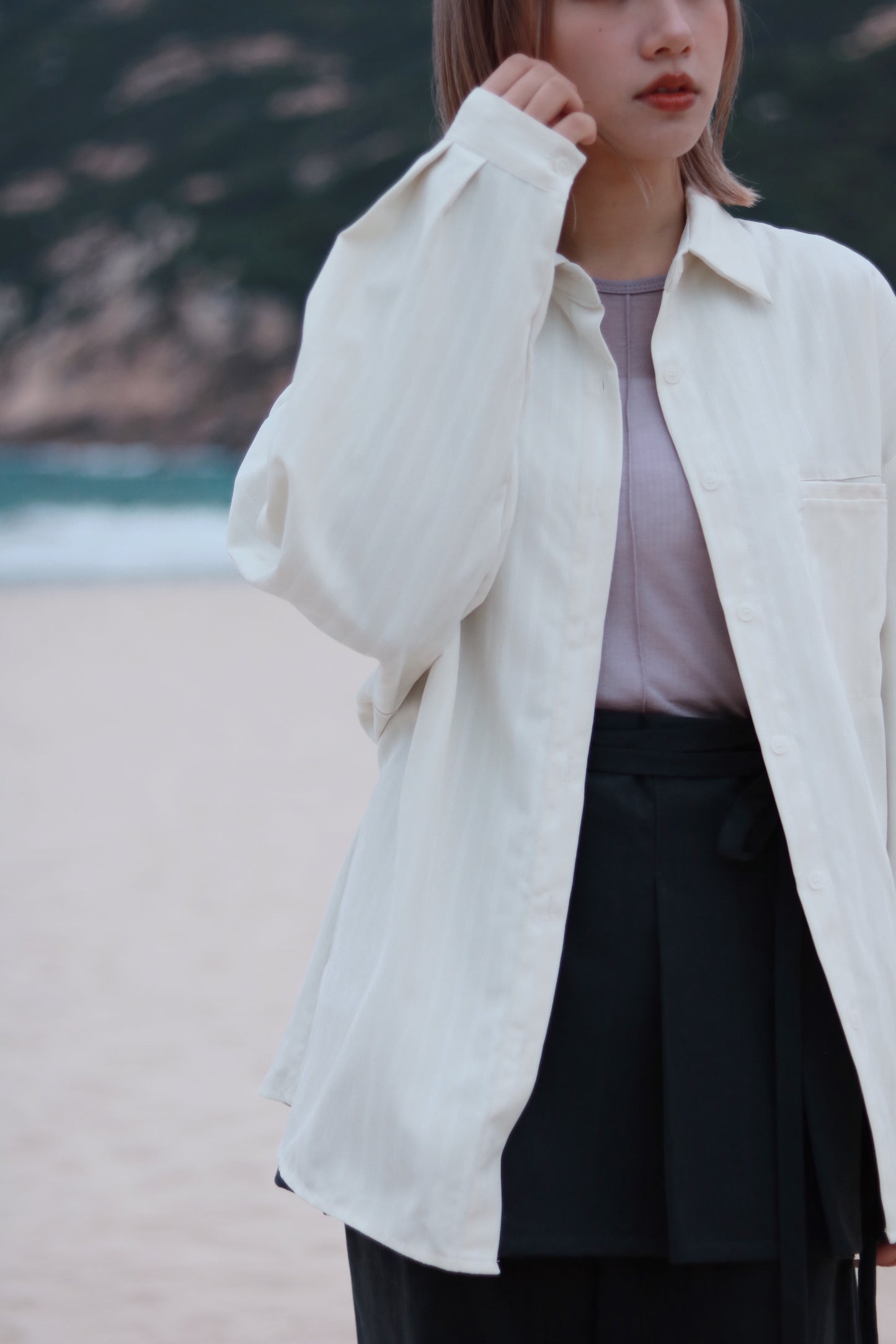 Relaxed Belt Shirt (Ivory)