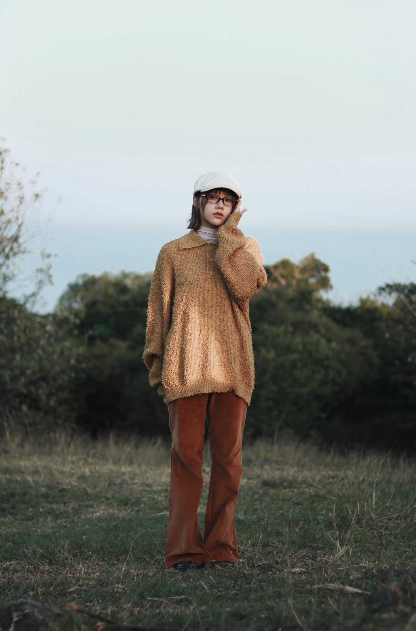 Corduroy Bootcut Pants (Brown)