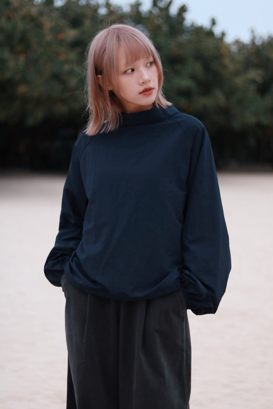 Funnel Neck Top (Navy)