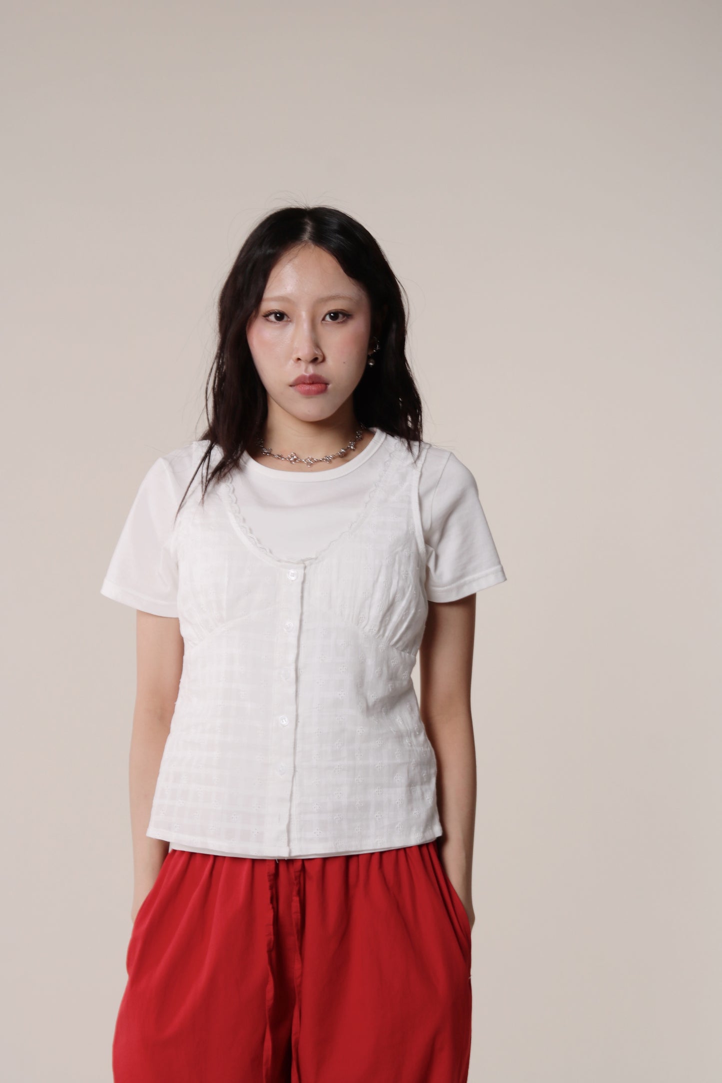 Retro Lace Vest (White)