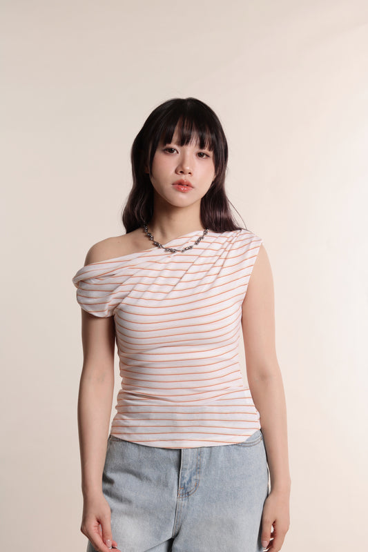 Asymmetric Striped Top (Orange)