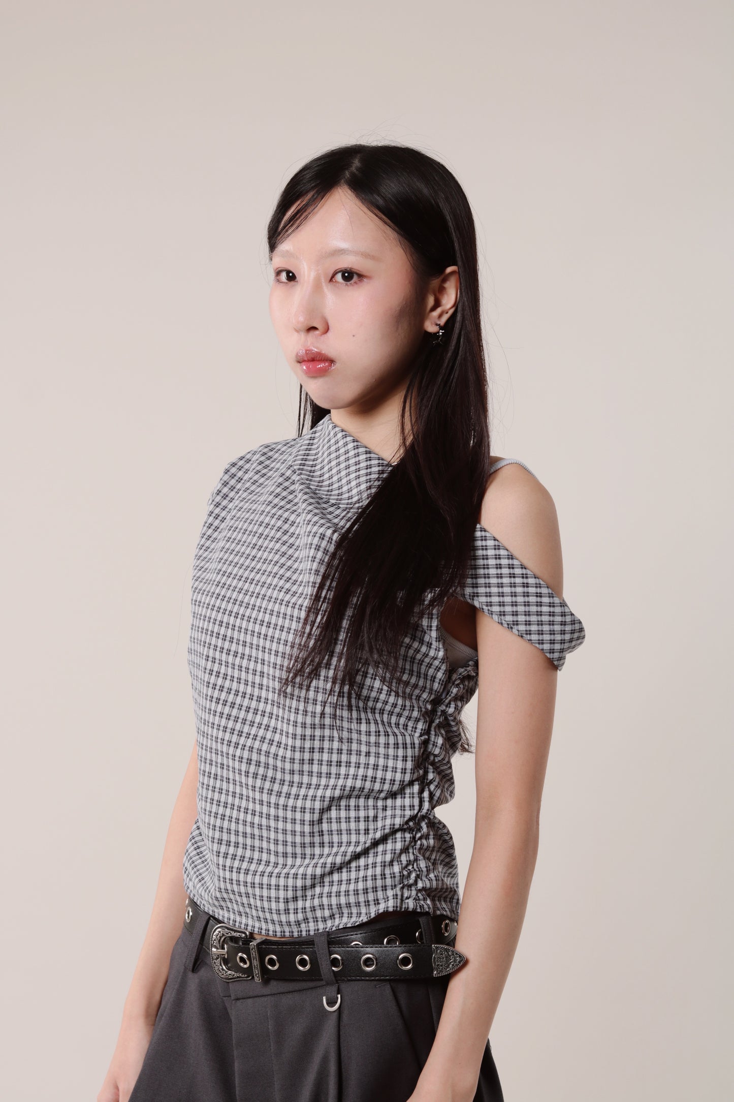 Checkered Devon Top (Ivory)