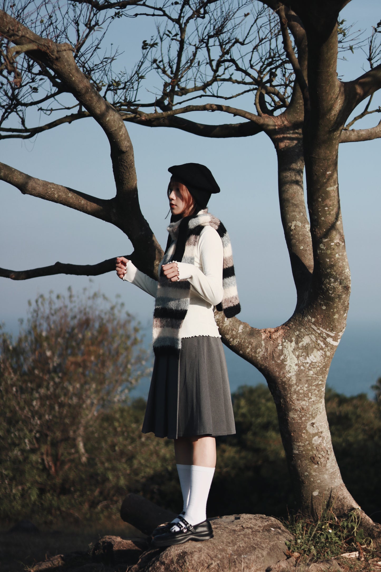 Doll Pleated Mini Skirt (Grey)