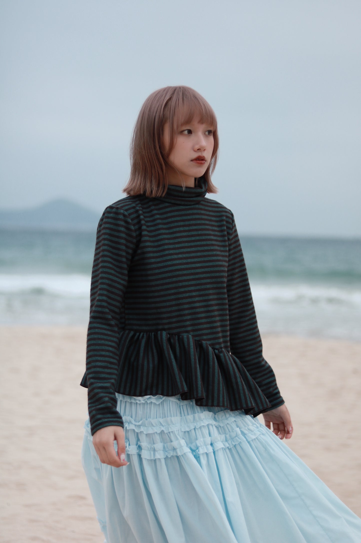 Striped Ruffle Top (Mint)