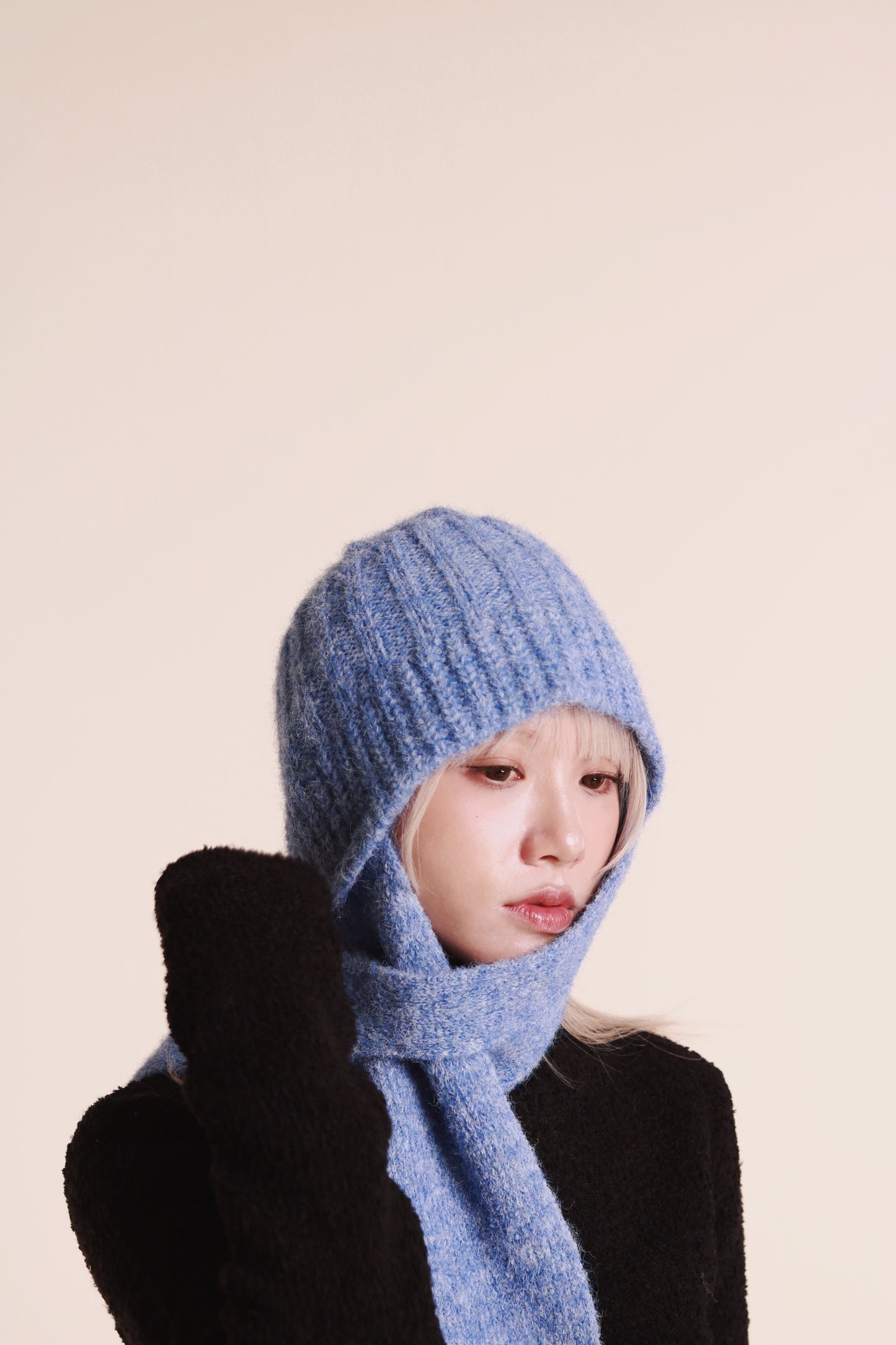 Doll Knit Scarf Flight Cap (Blue)