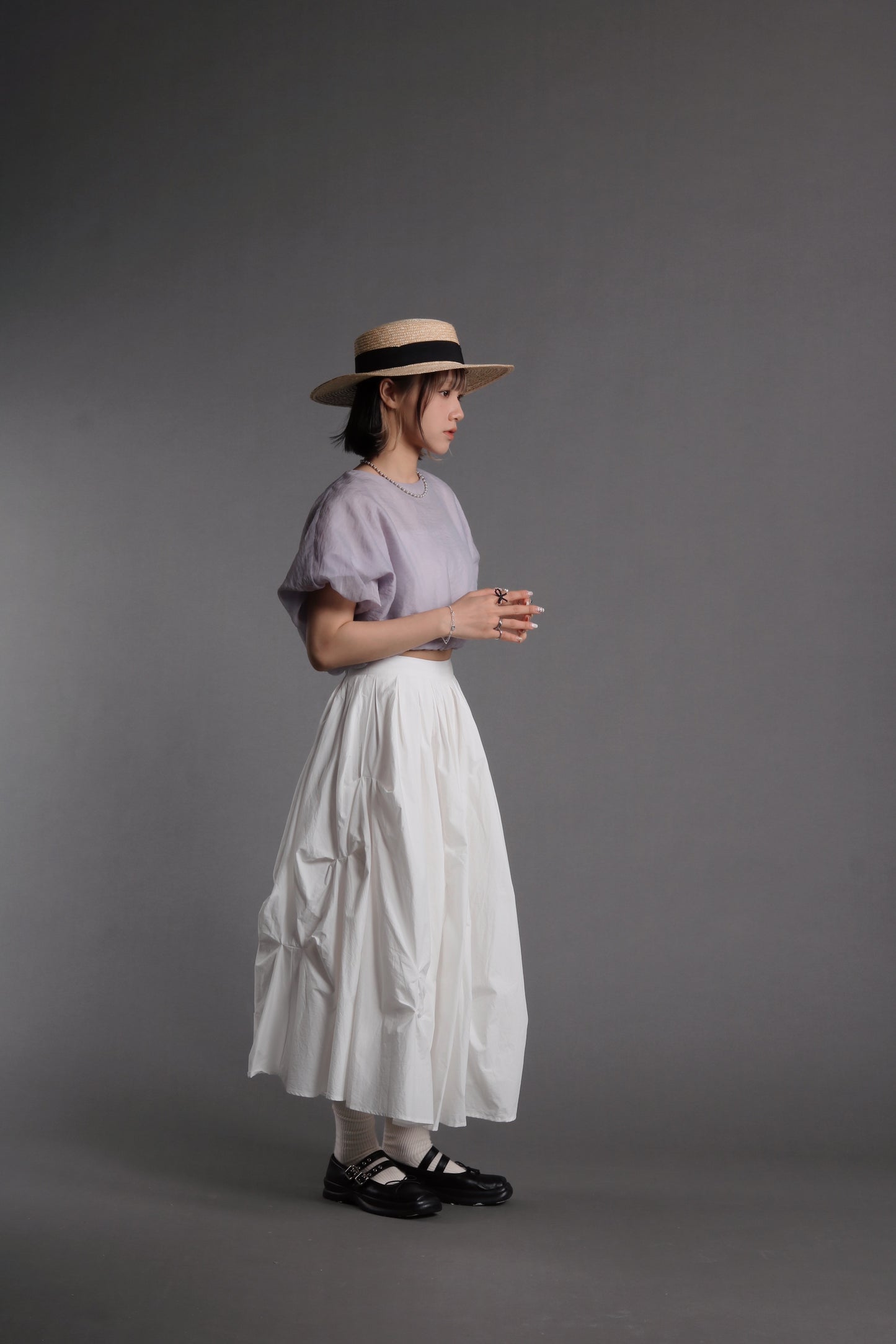 Doll Gathered Skirt (White)