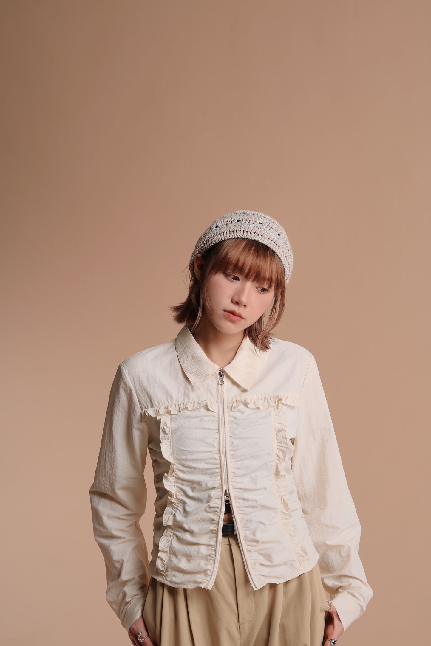 Gathered Ruffle Jacket (Ivory)