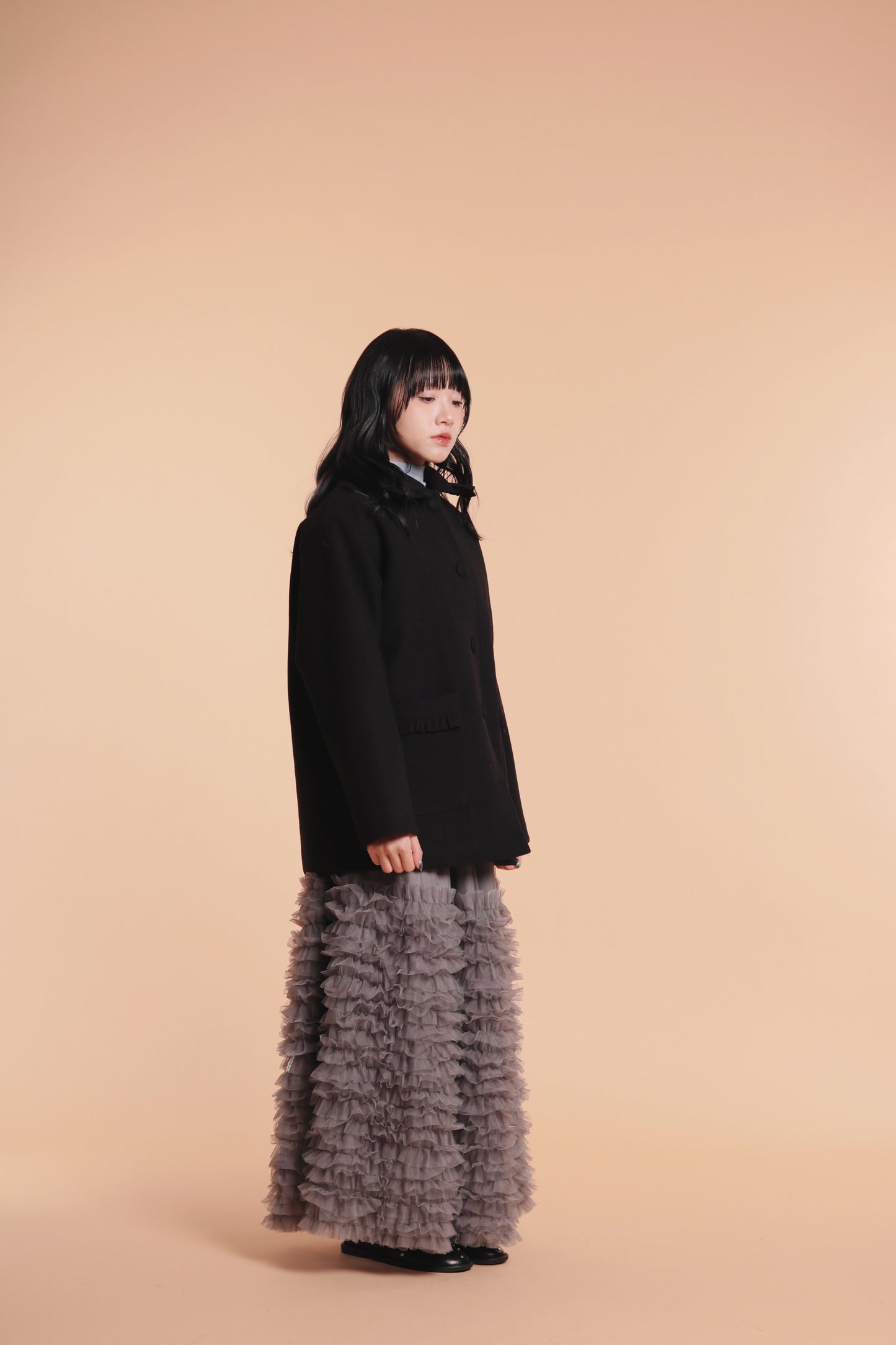 Doll Ruffle Lace Skirt (Grey)