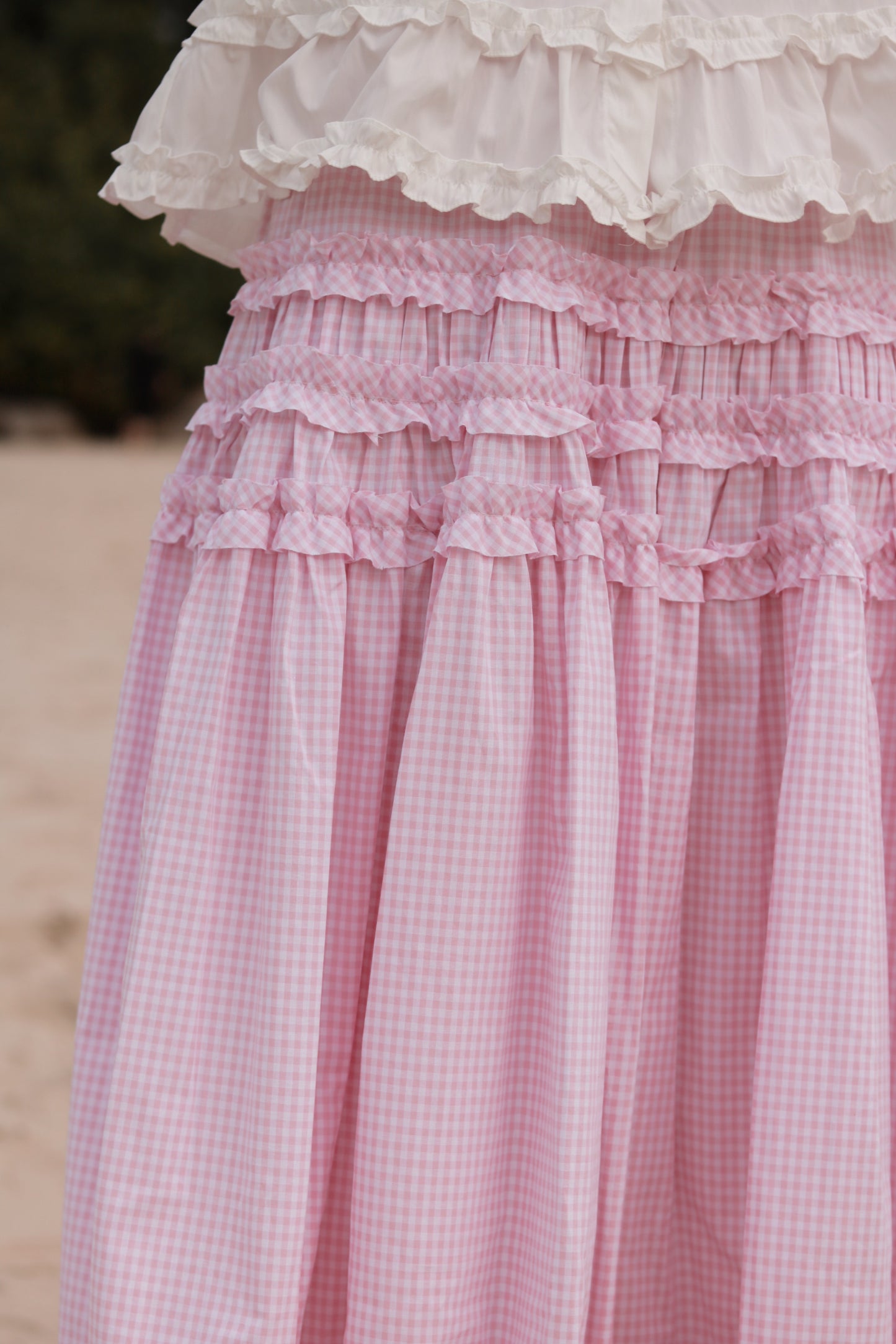 Doll Checkered Ruffle Skirt (Pink)