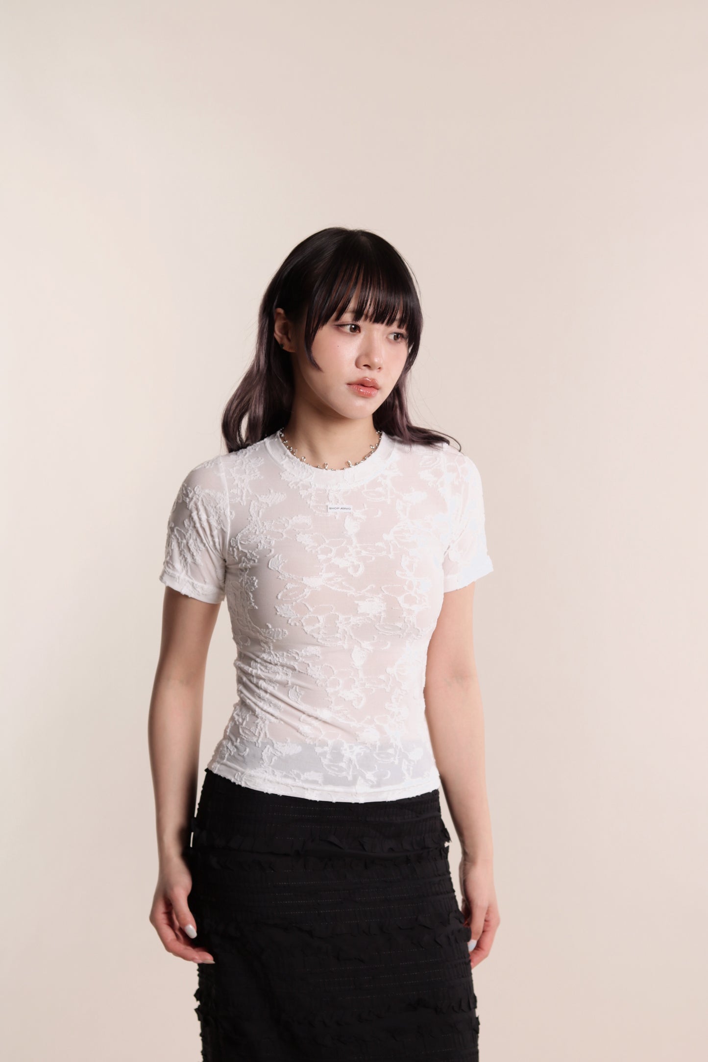 Mesh Flower Top (White)