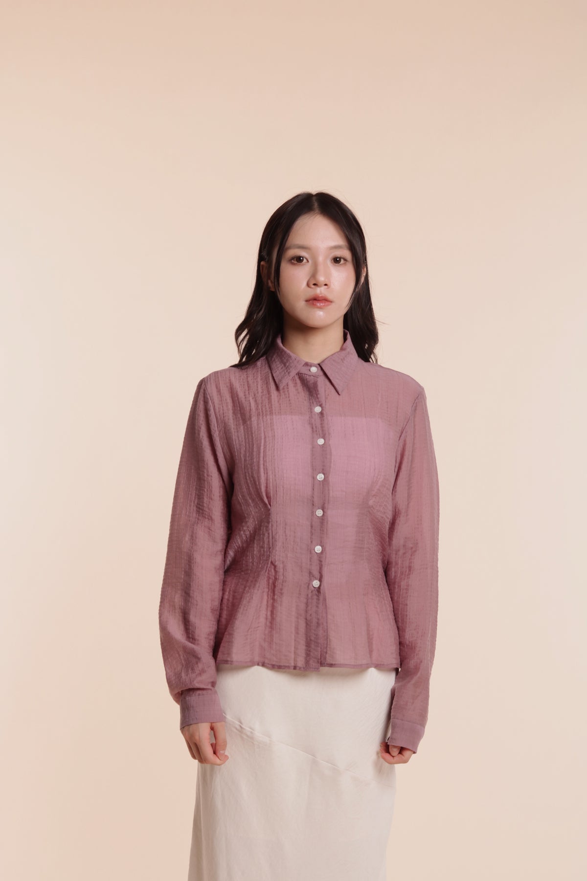 Checkered See Through Shirt (Pink)