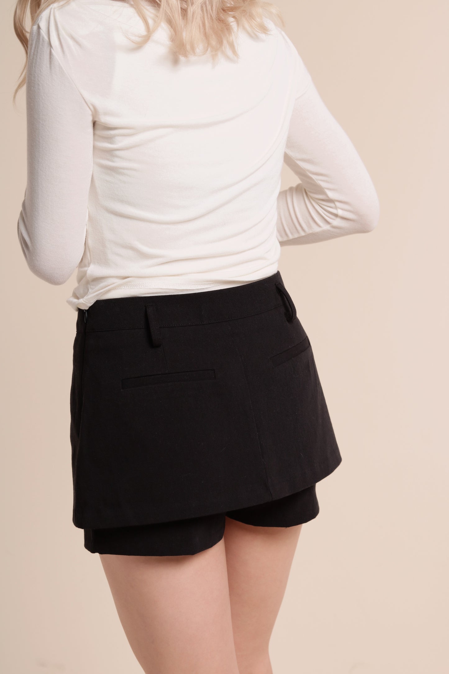 Belted Pants Skirt (Black)